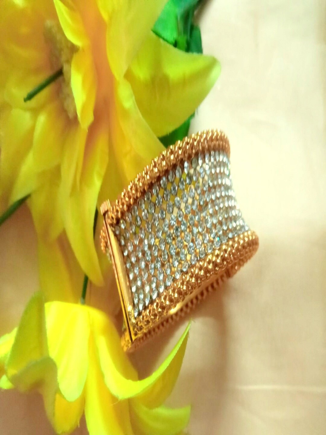 

Runjhun Gold-Plated & White Stone Studded Cuff Bangle