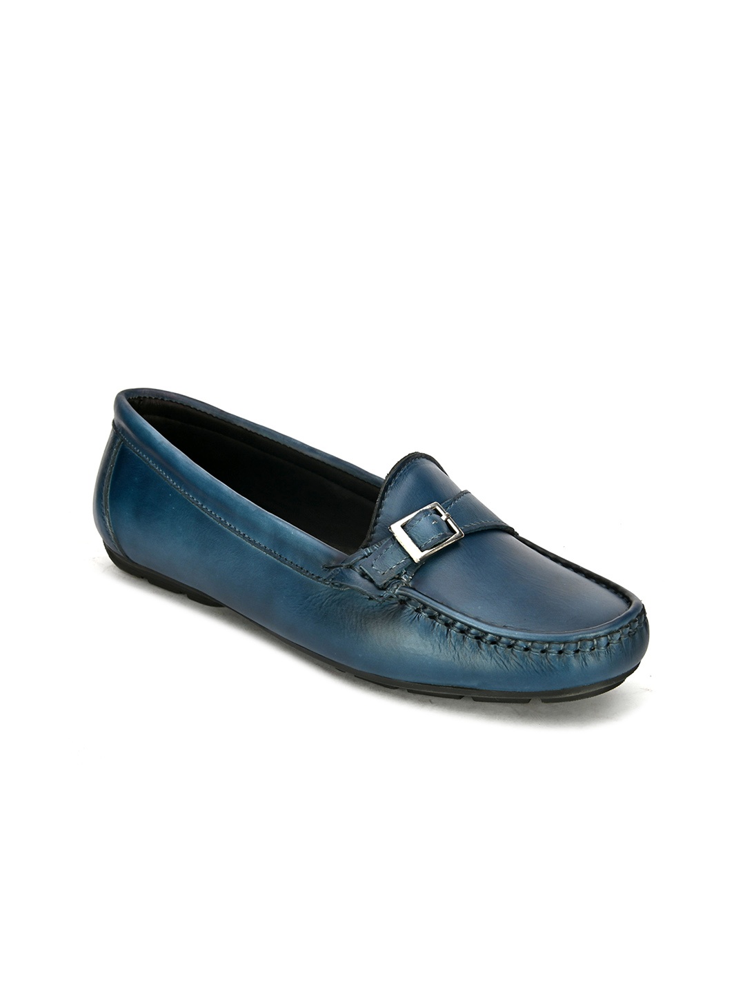 

BRISKERS Women Blue Leather Loafers