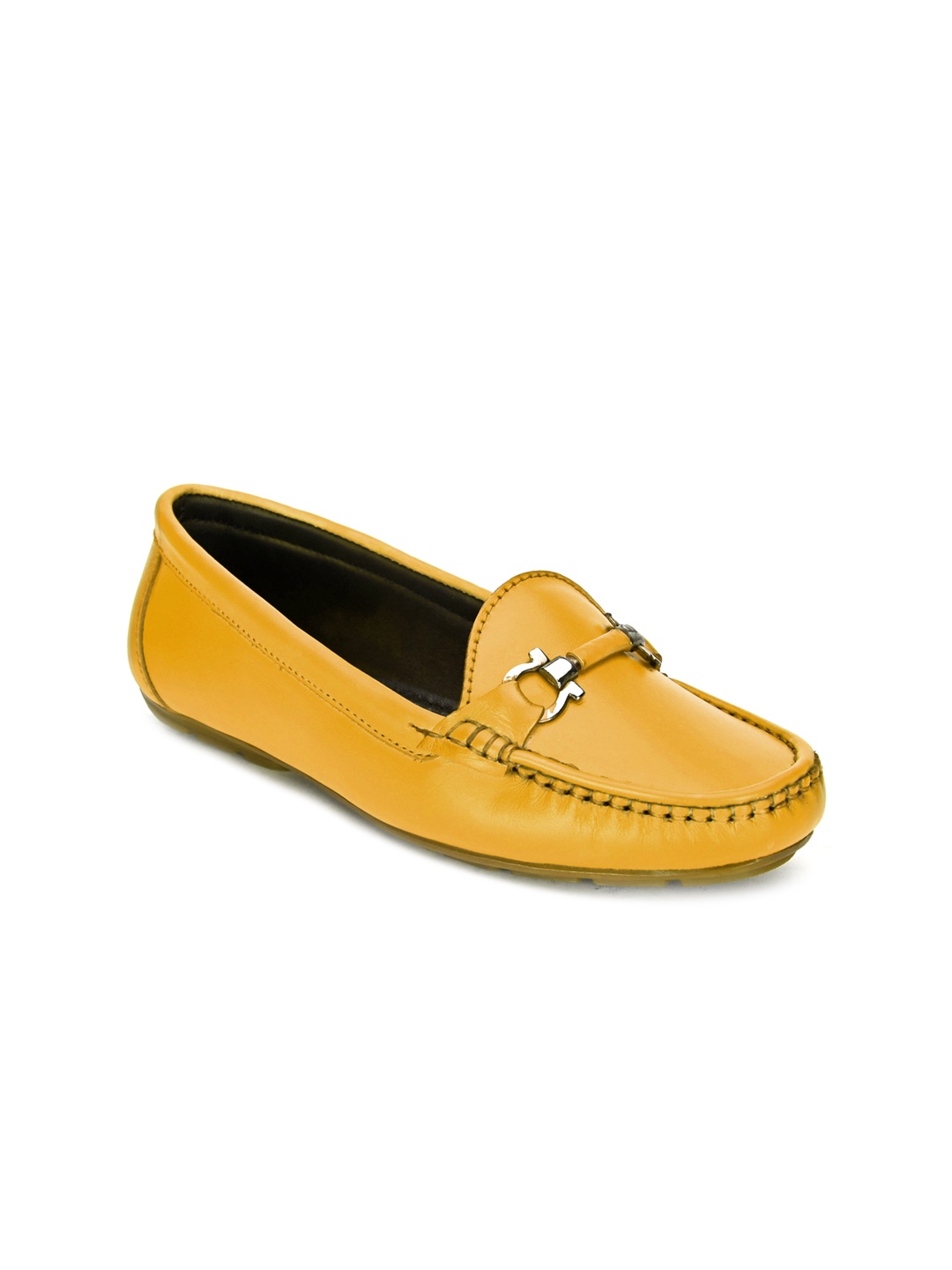 

BRISKERS Women Yellow Leather Loafers