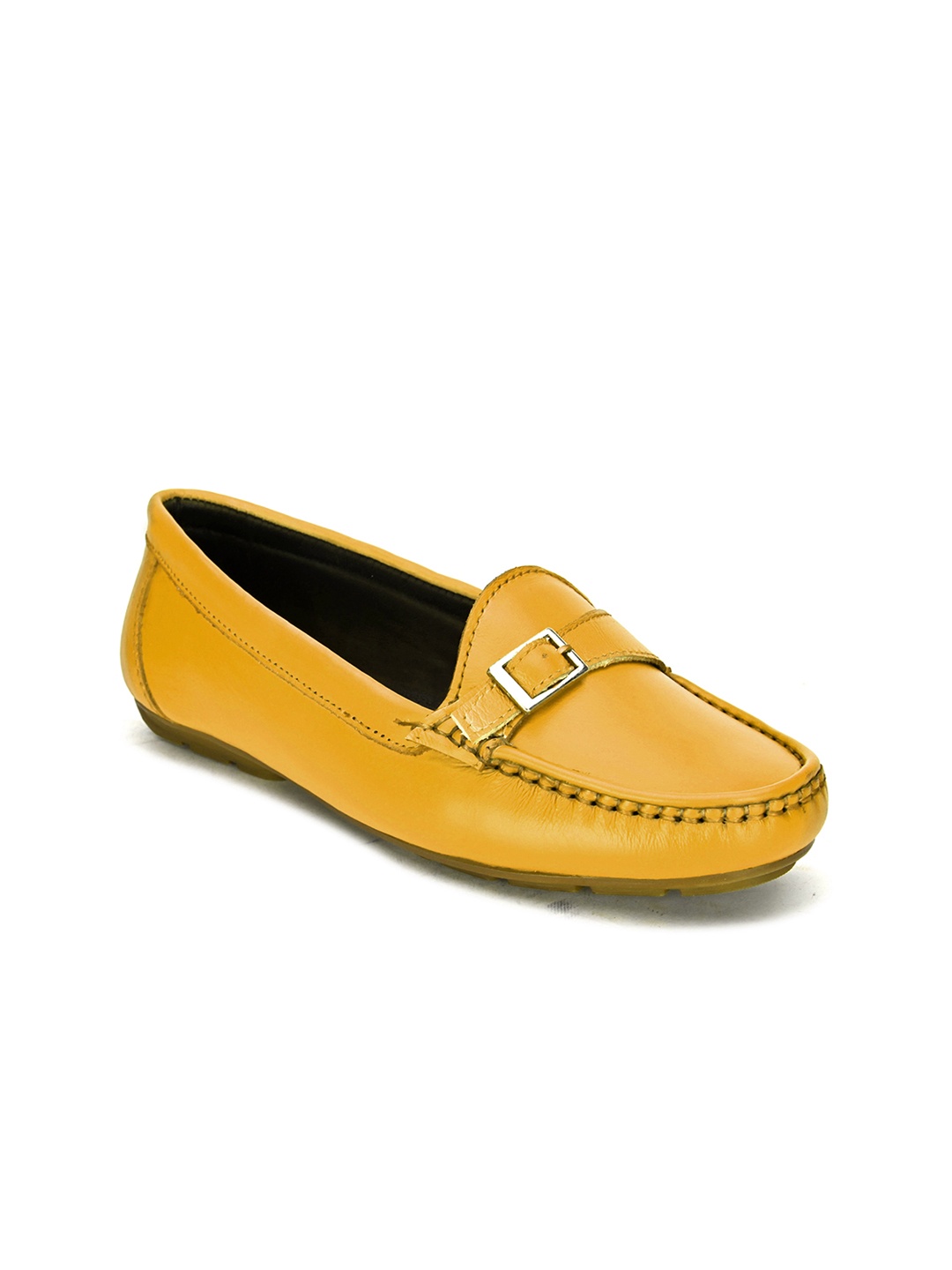 

BRISKERS Women Yellow Leather Loafers