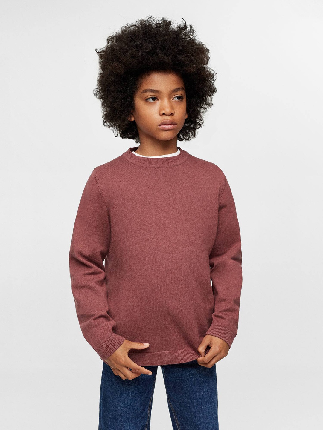 

Mango Kids Boys Round Neck Sustainable Pullover, Rose
