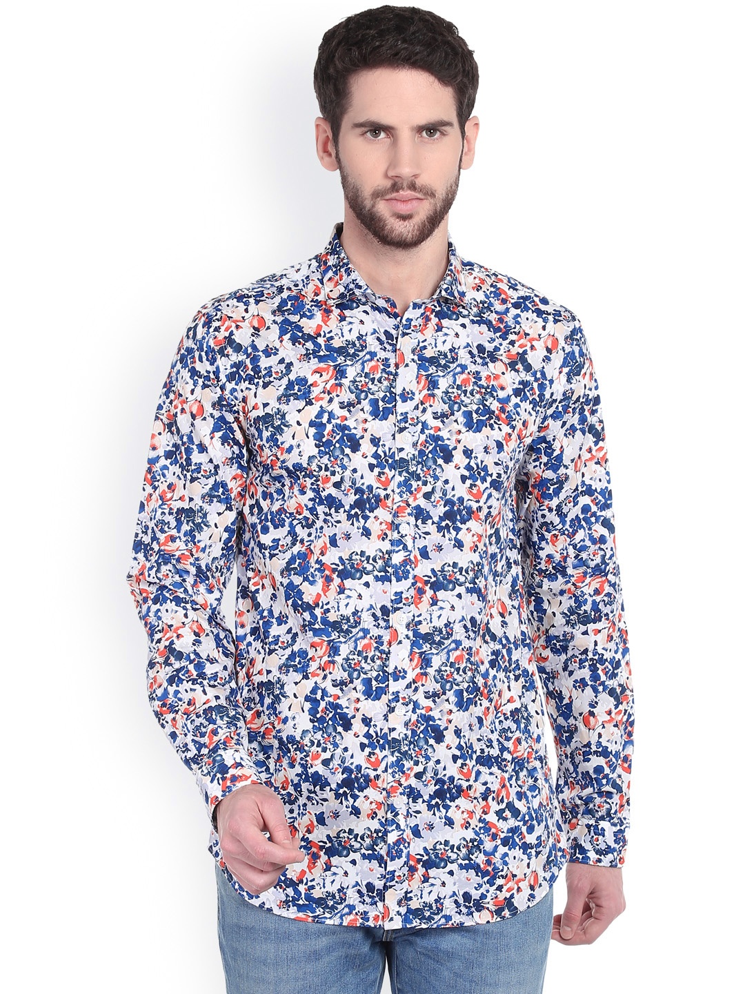 

Jack & Jones Men Blue Slim Fit Floral Print Casual Shirt
