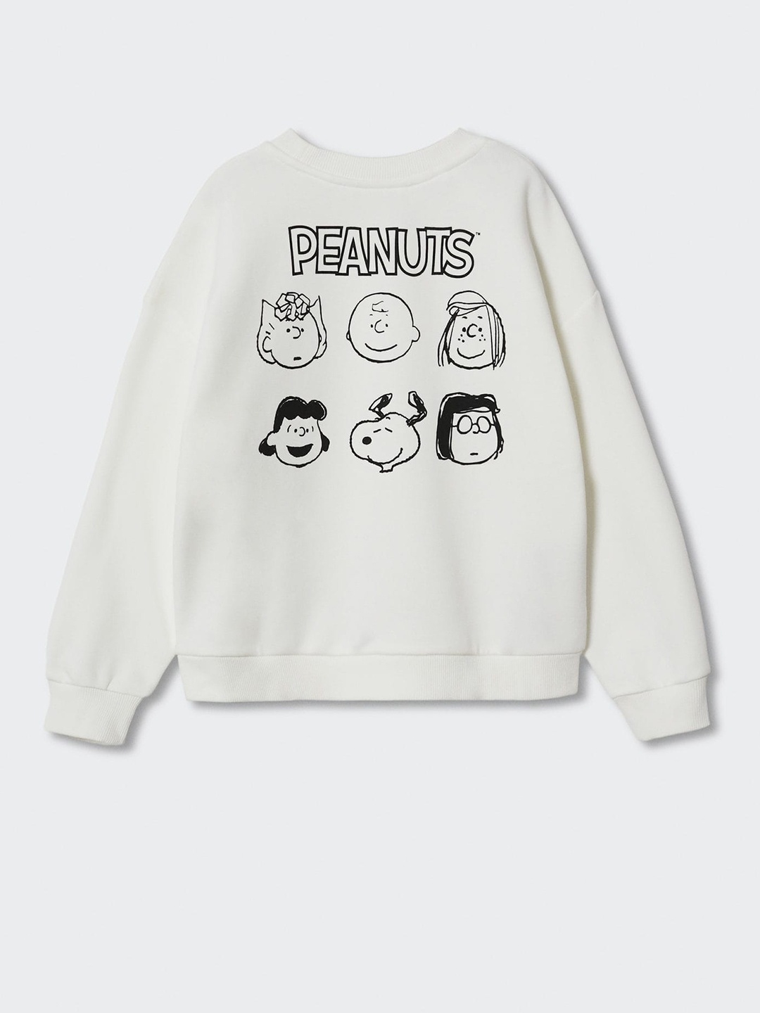 

Mango Kids Girls White & Black Peanuts Print Sustainable Sweatshirt