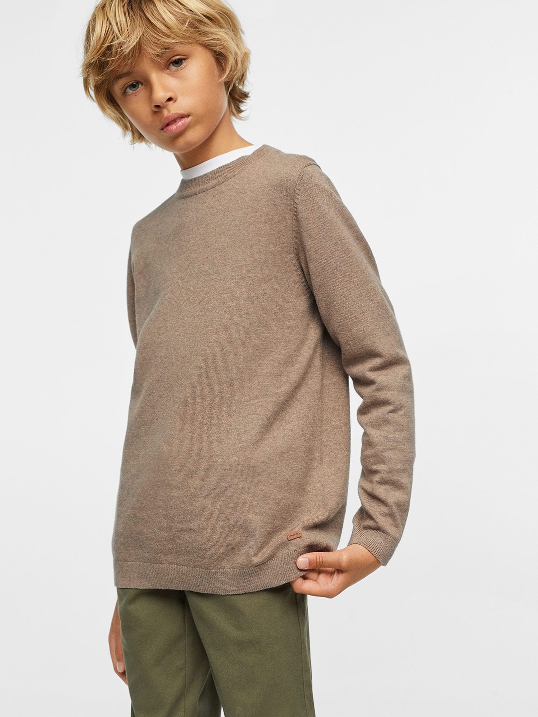 

Mango Kids Boys Round Neck Sustainable Pullover, Beige