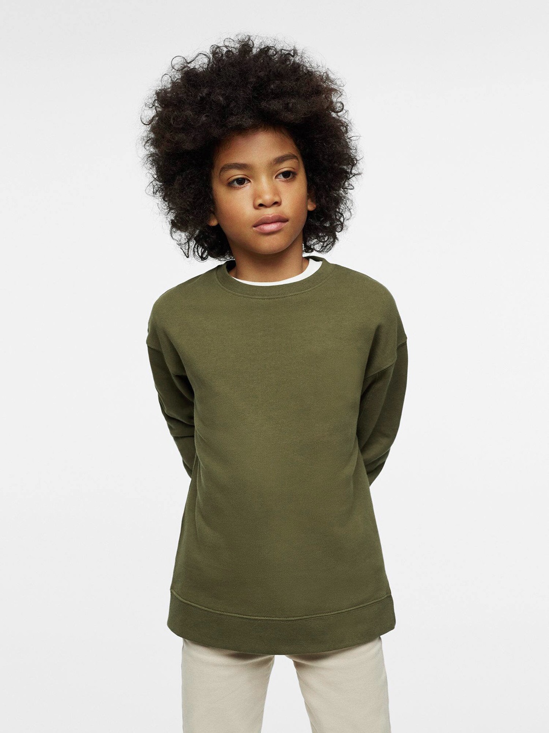 

Mango Kids Boys Pure Cotton Sustainable Sweatshirt, Olive