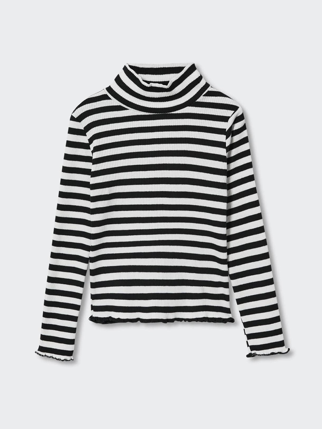

Mango Kids Girls Striped Pure Cotton High Neck Sustainable T-shirt, White