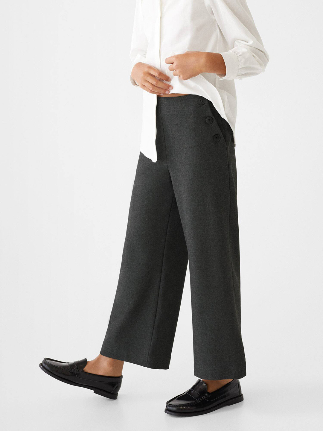

Mango Kids Girls Grey Solid Sustainable Trousers