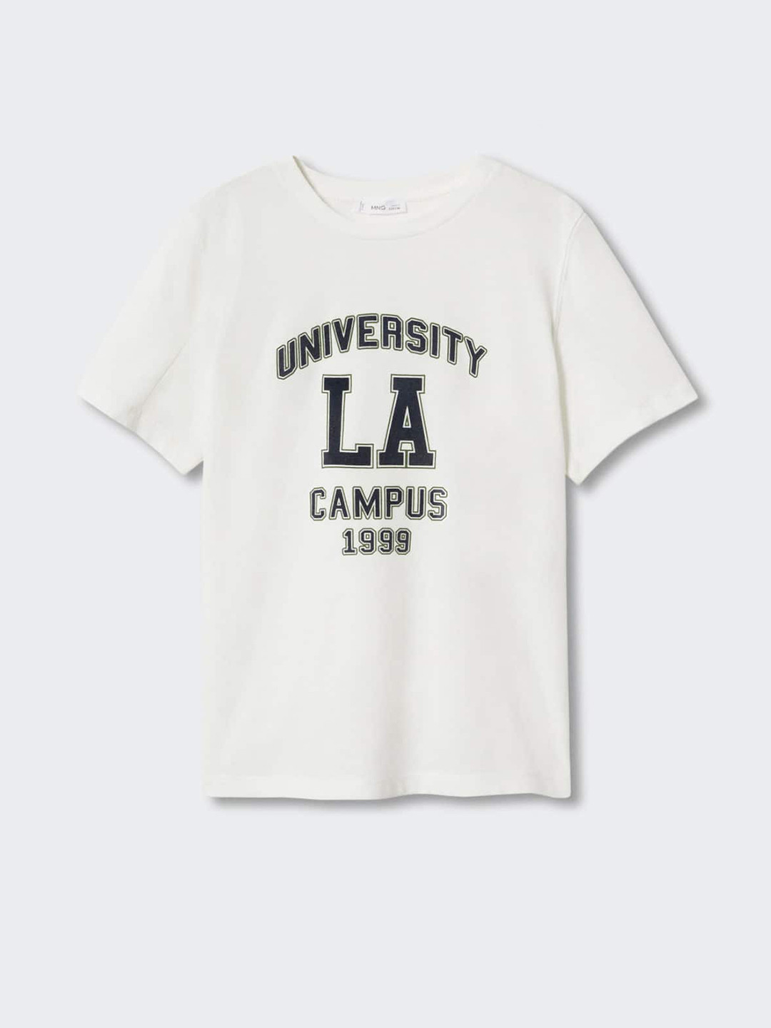 

Mango Kids Boys White Pure Cotton Typography Printed Drop Shoulder Sustainable T-shirt