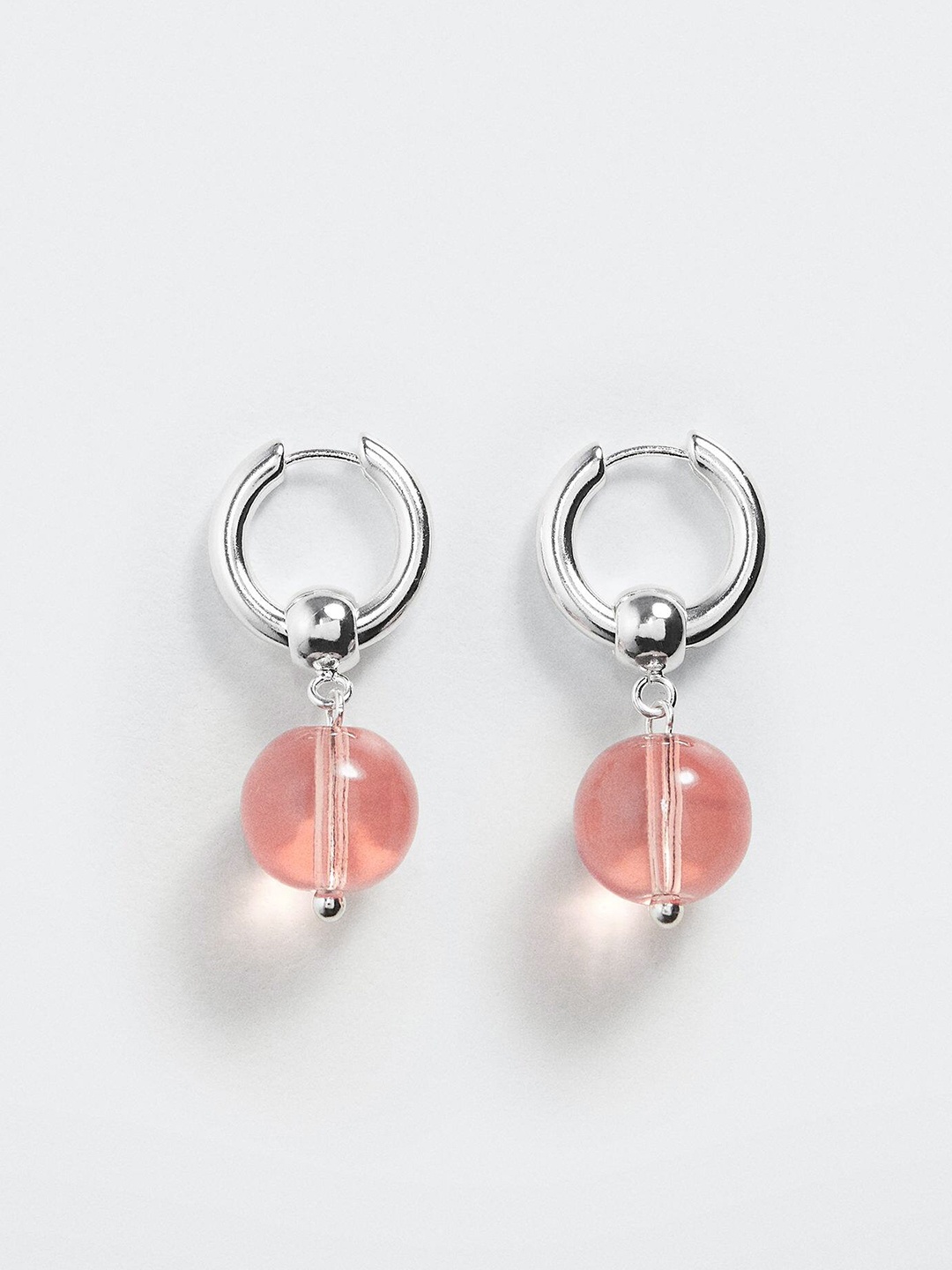 

MANGO Beaded Circular Drop Earrings, Pink