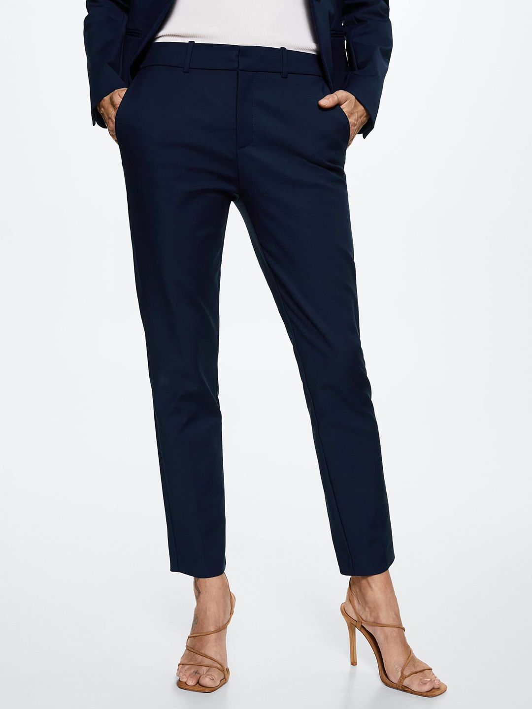 

MANGO Women Navy Blue Skinny Fit RegularChinos