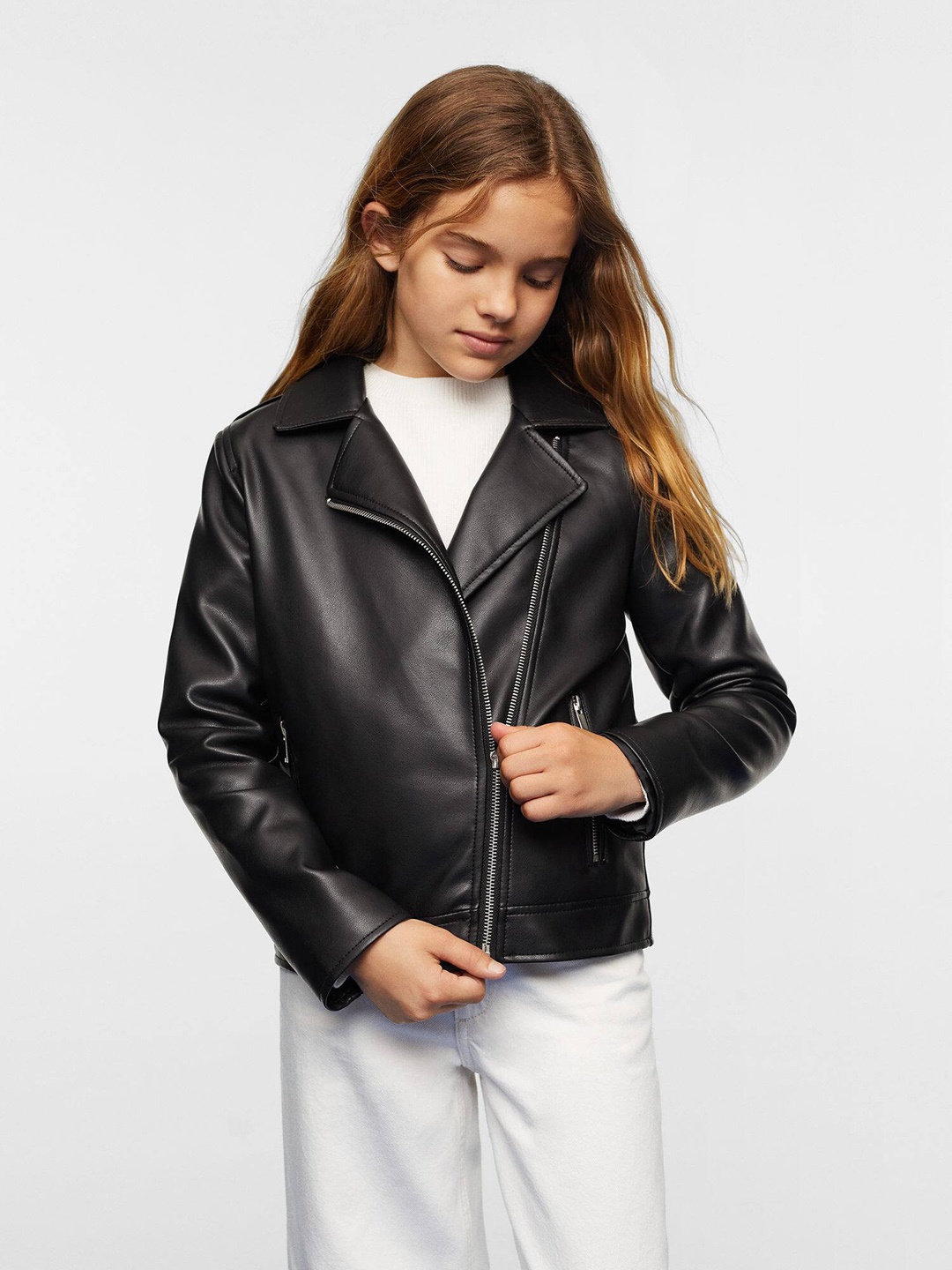 

Mango Kids Girls Faux Leather Jacket, Black