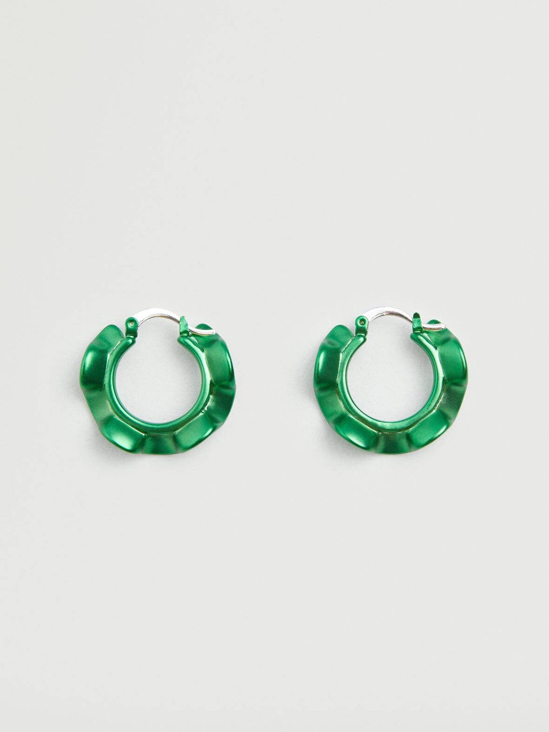 

MANGO Circular Hoop Earrings, Green