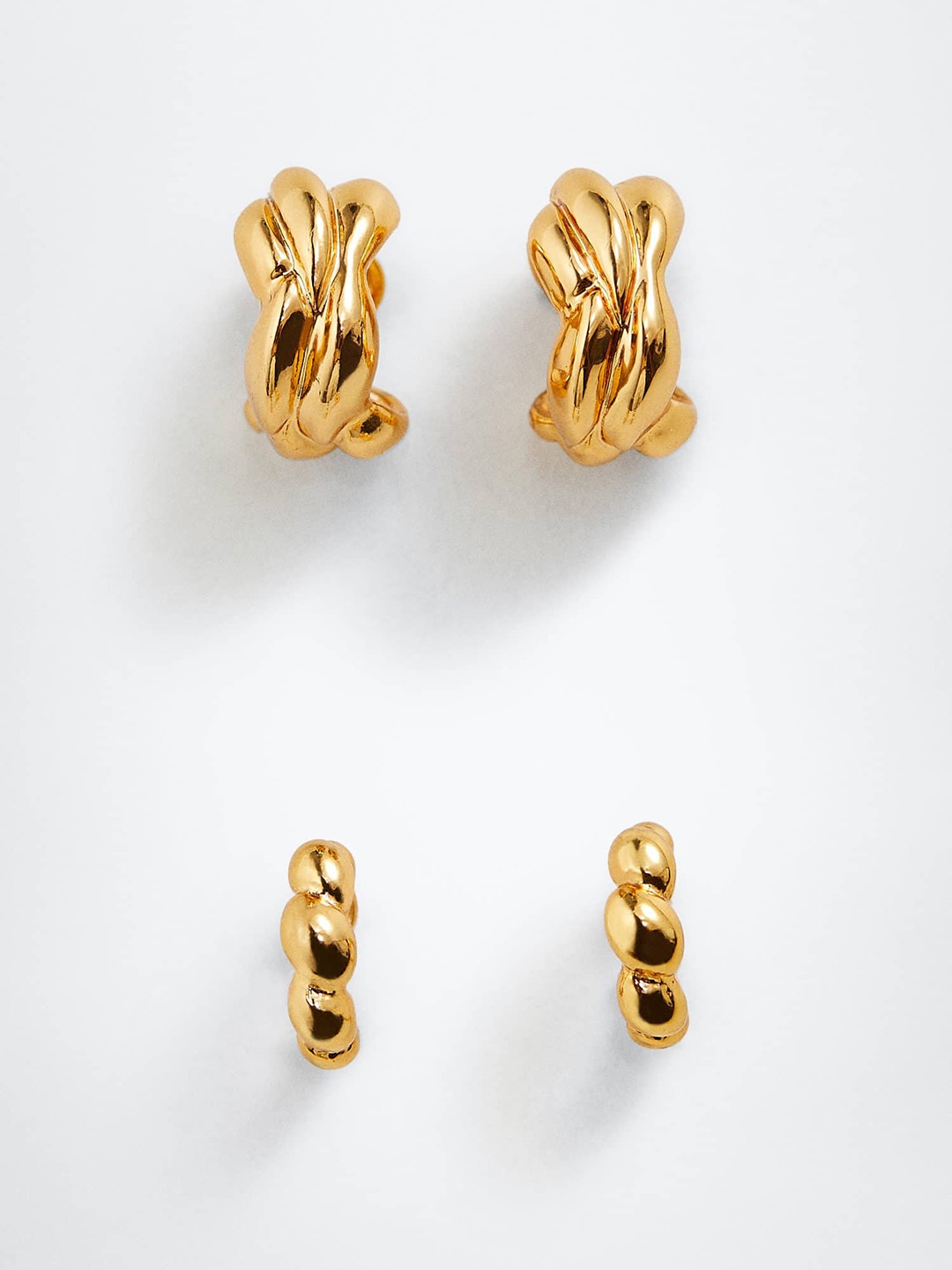 

MANGO Set of 2 Gold-Toned Crescent Shaped Clip-On Earcuffs