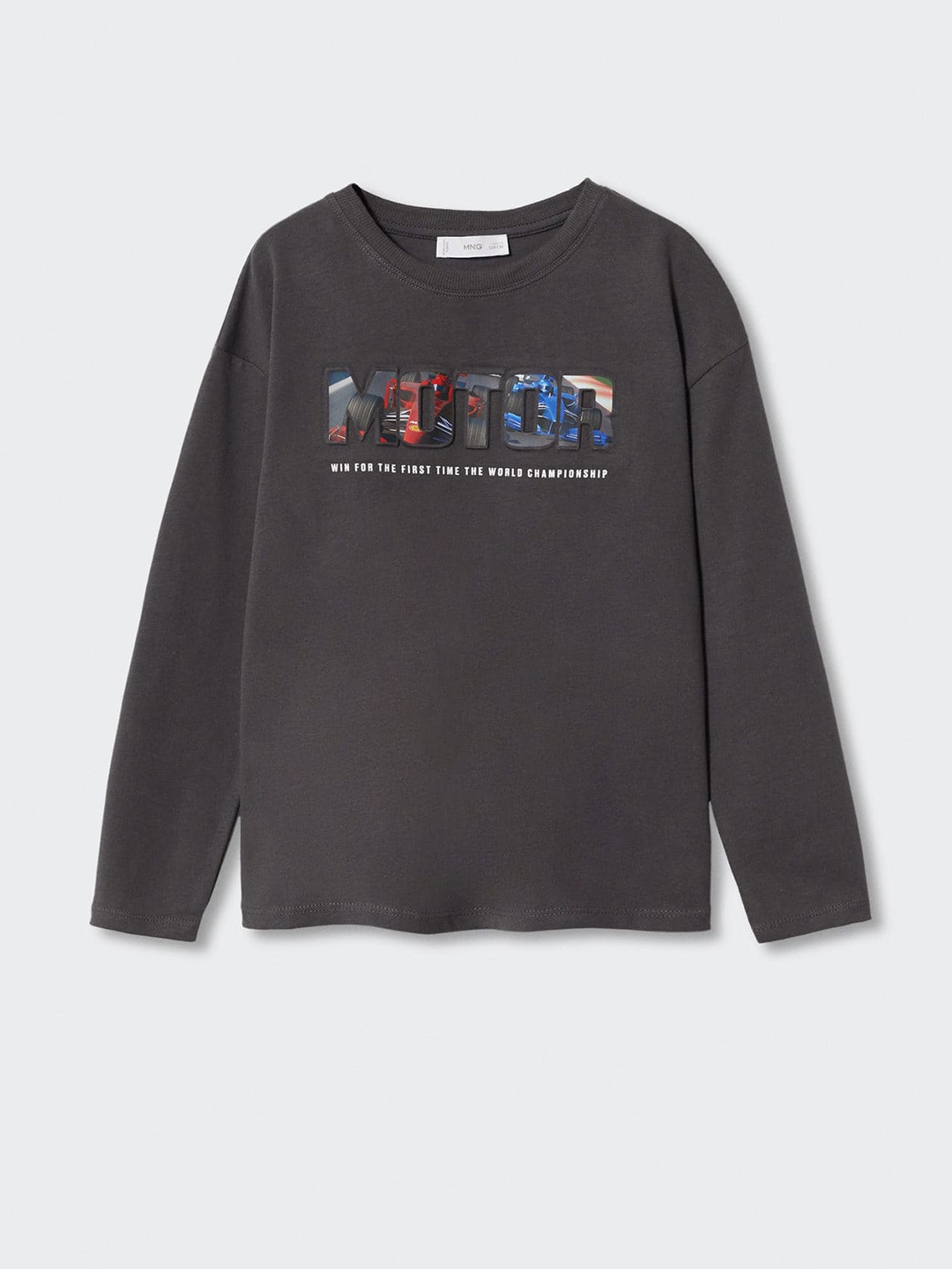 

Mango Kids Boys Pure Cotton Typography Print Sustainable T-shirt, Grey