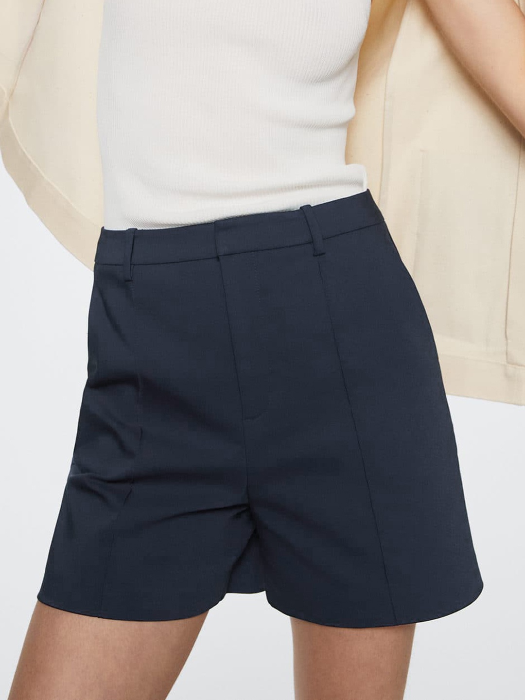 

MANGO Women Navy Blue Solid Sustainable Shorts