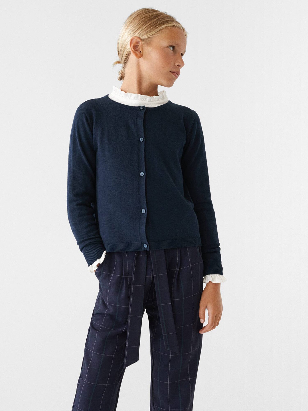 

Mango Kids Girls Navy Blue Solid Cardigan