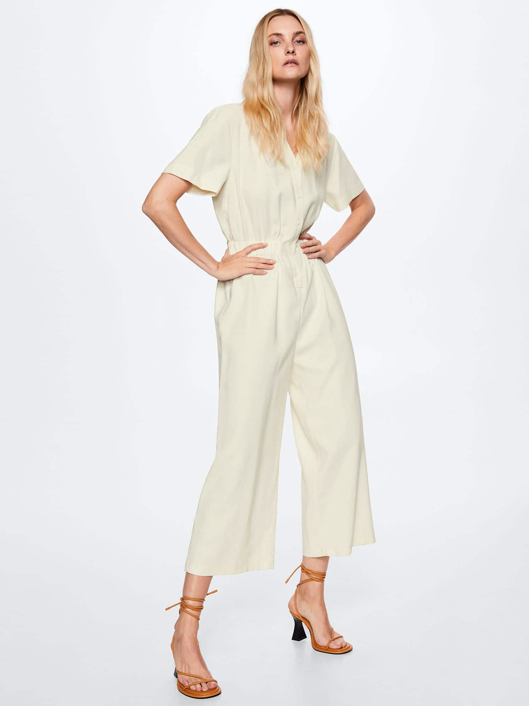 

MANGO Off White Basic Jumpsuit