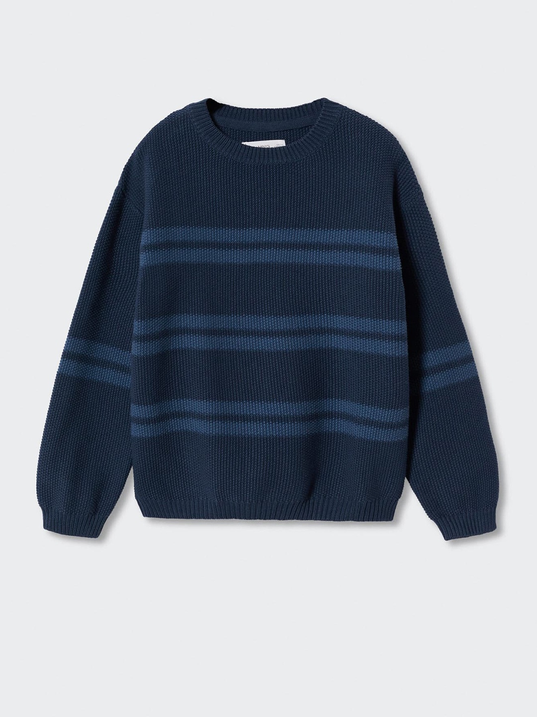 

Mango Kids Boys Striped Round Neck Cotton Sustainable Pullover, Navy blue