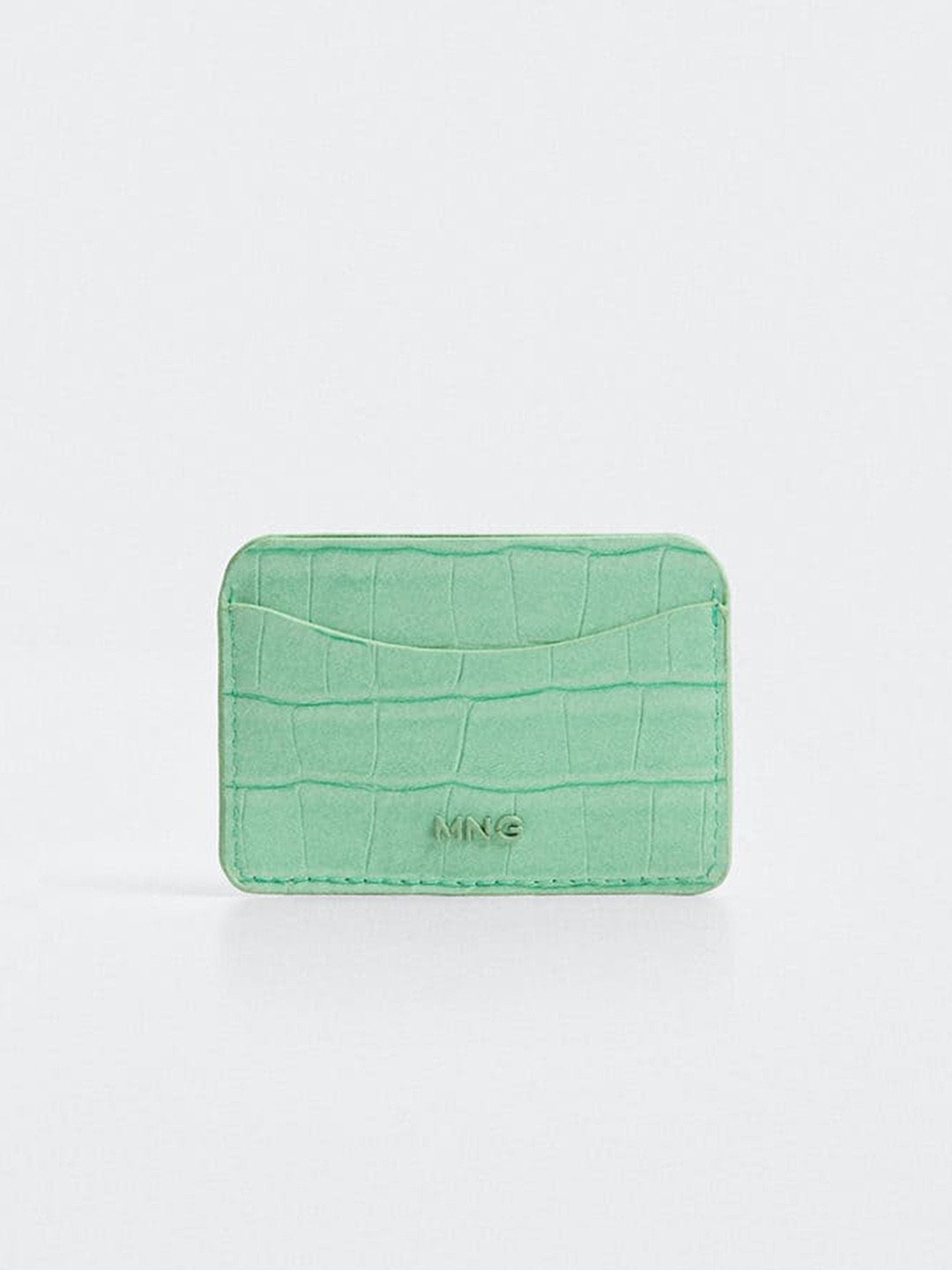 

MANGO Women Green Croc Textured Card Holder