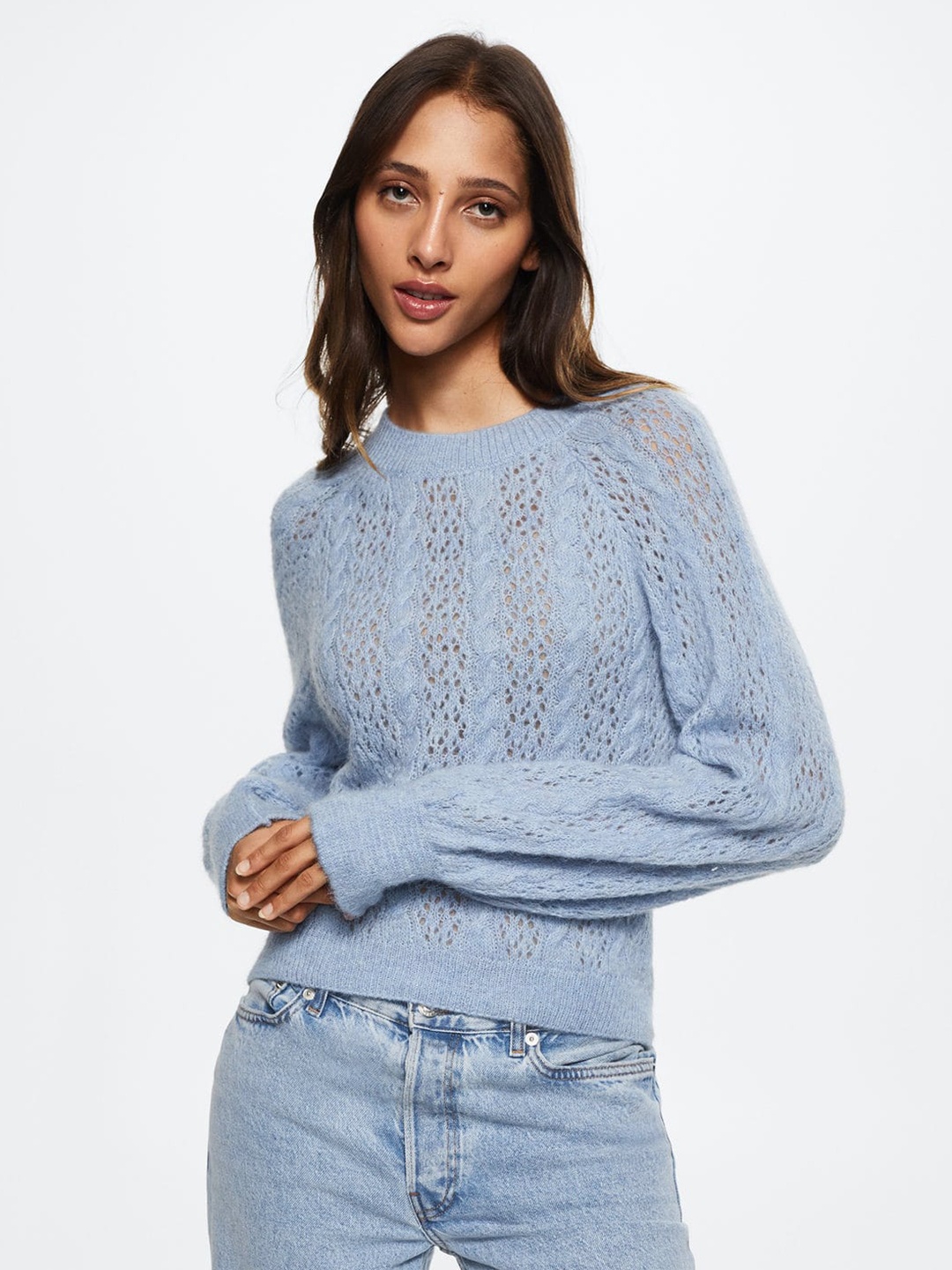 

MANGO Women Blue Pullover