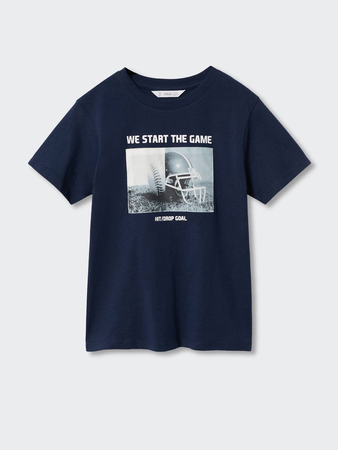 

Mango Kids Boys Navy Blue Graphic Printed Sustainable T-shirt