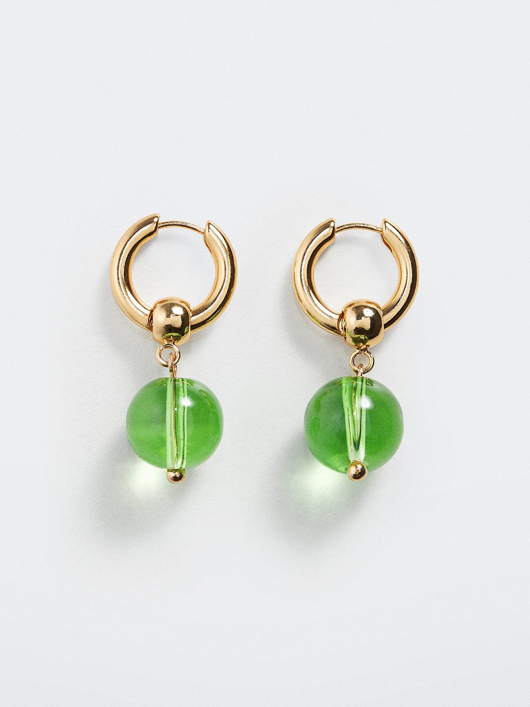 

MANGO Beaded Circular Drop Earrings, Green
