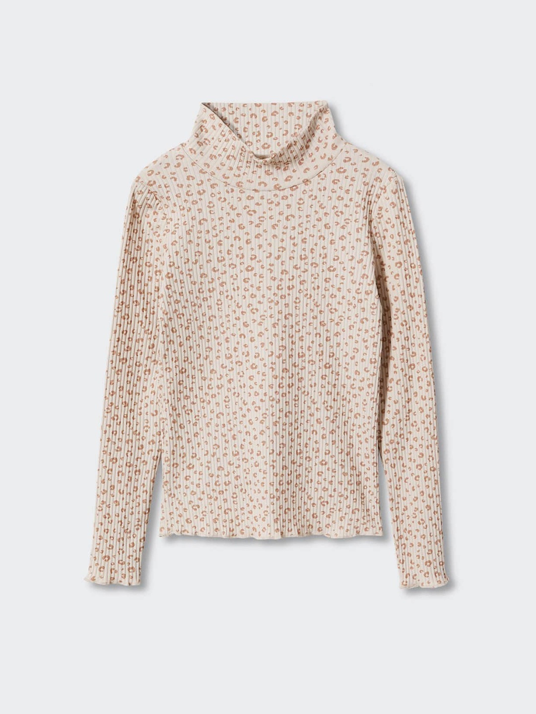 

Mango Kids Girls Animal Print High Neck Sustainable Top, Beige