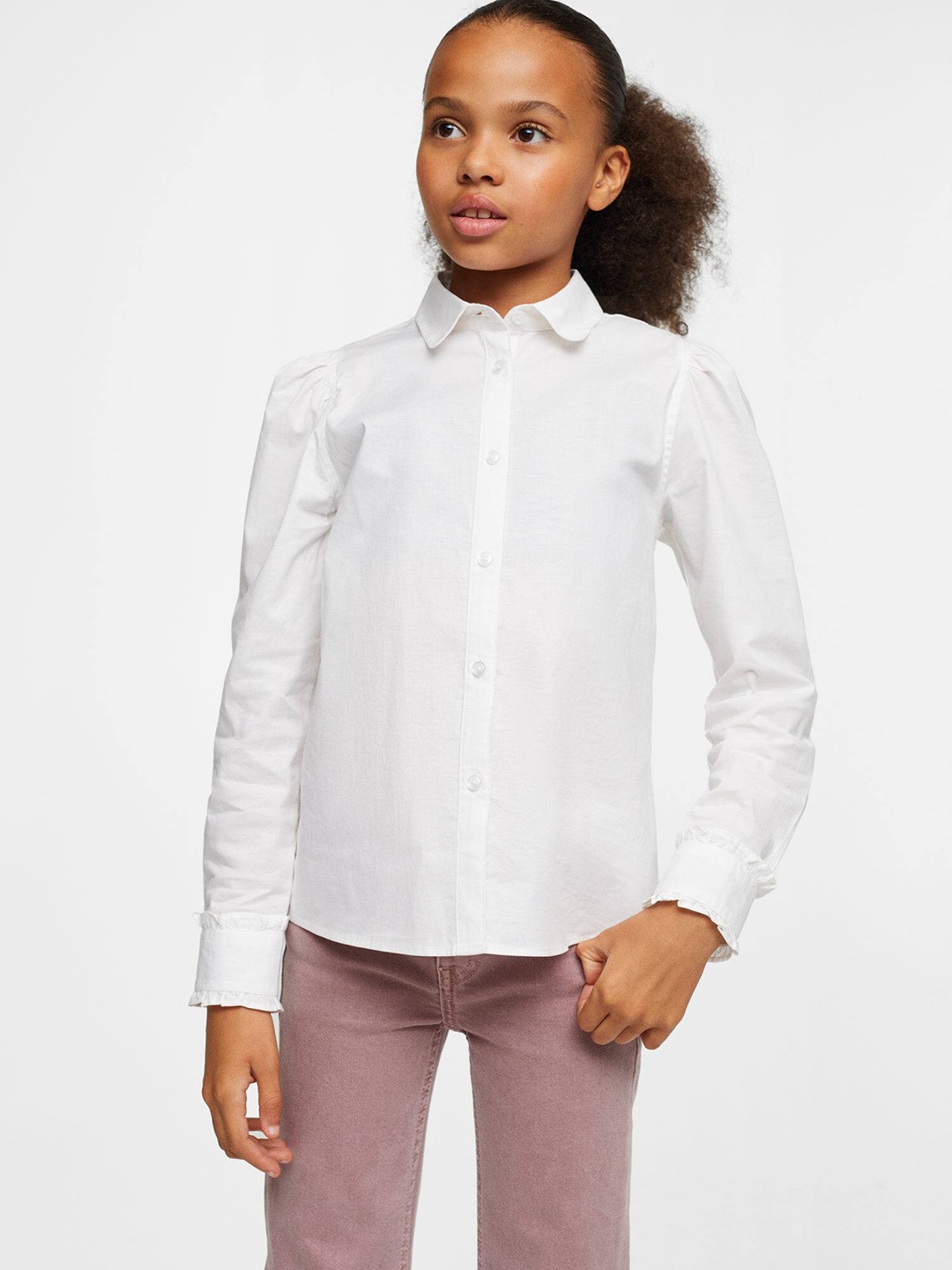 

Mango Kids Girls Solid Sustainable Casual Shirt, White