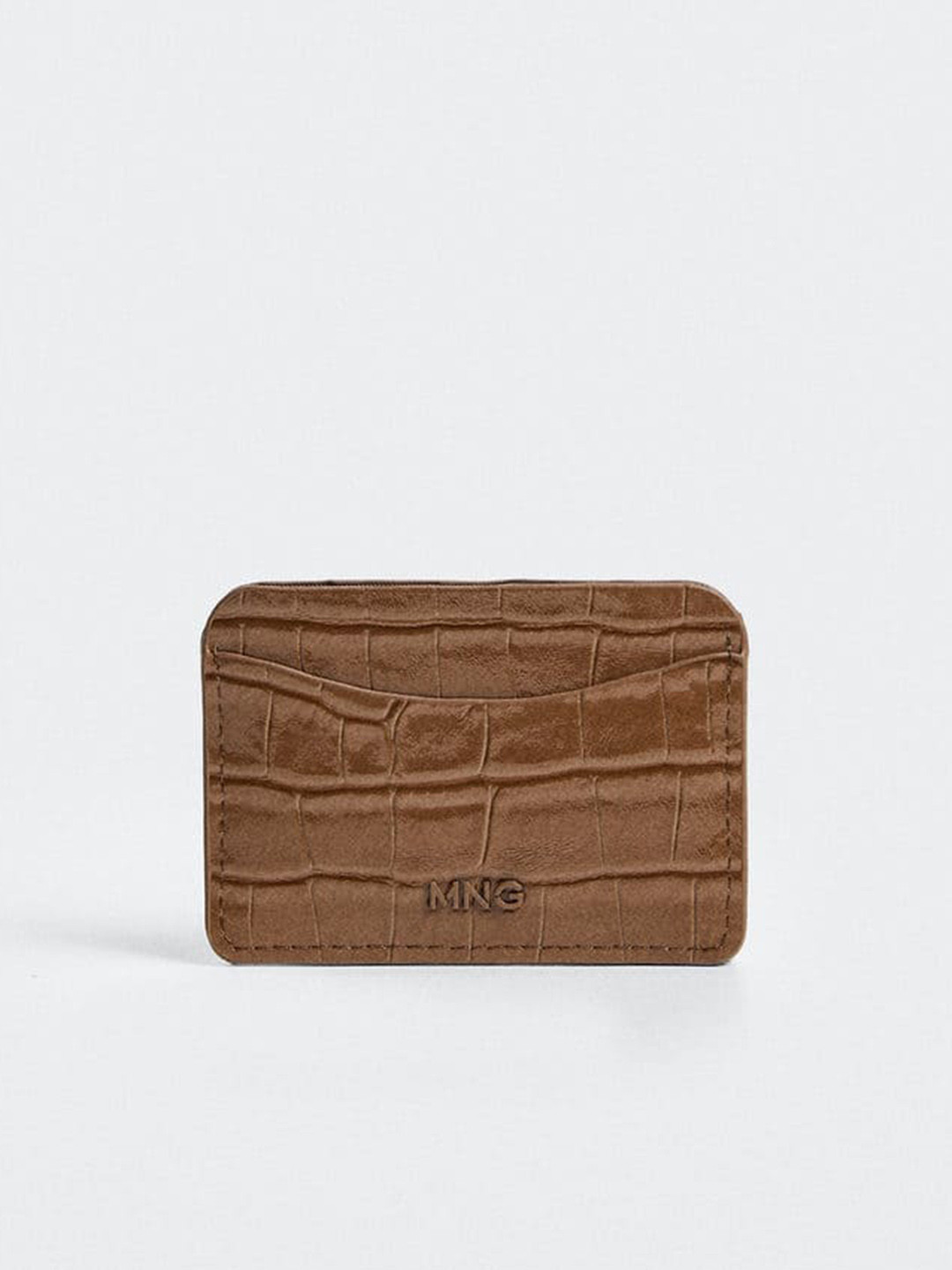 

MANGO Women Brown Croc Textured Card Holder