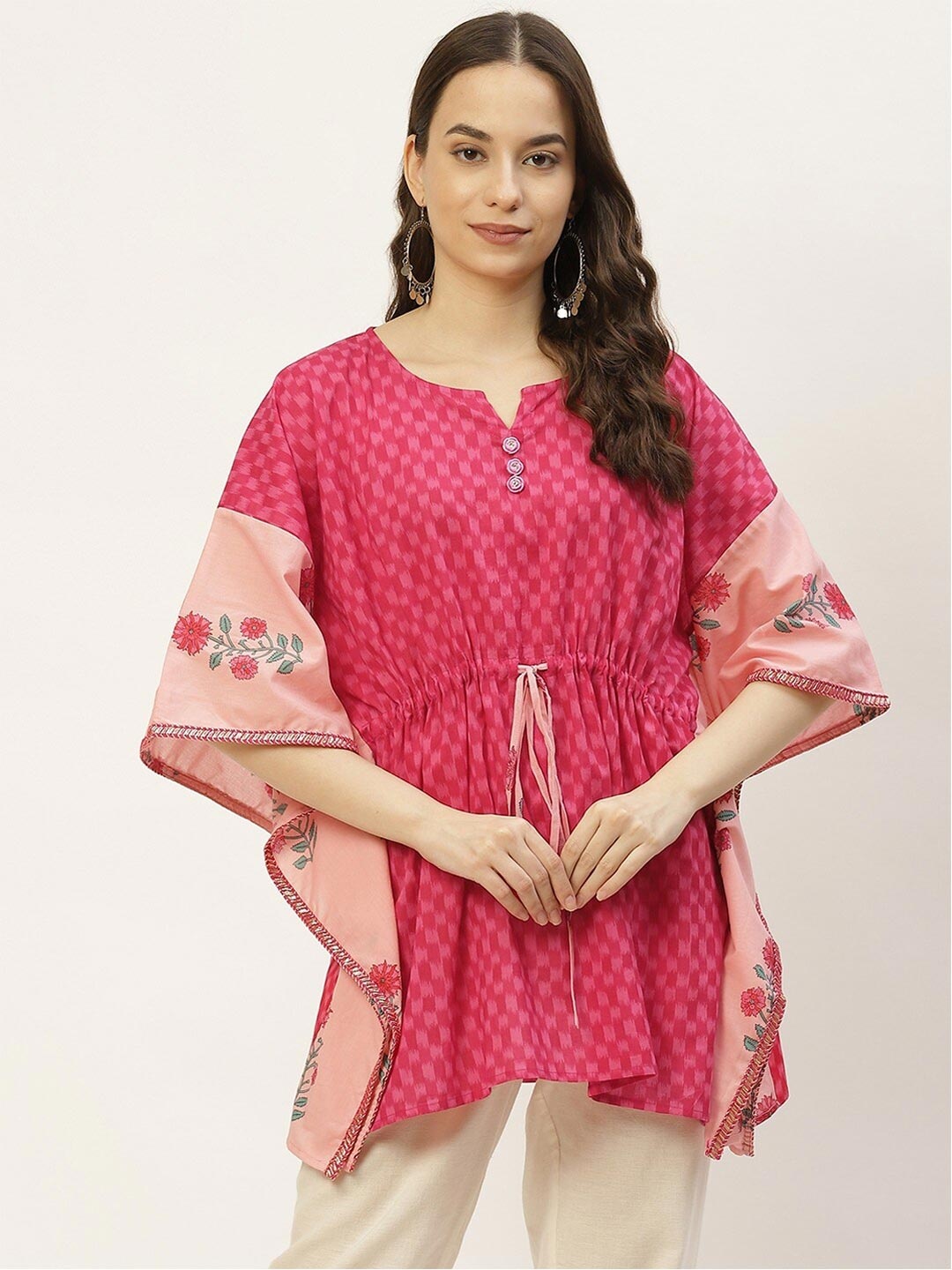 

FABRIC FITOOR Pink Print Kaftan Top