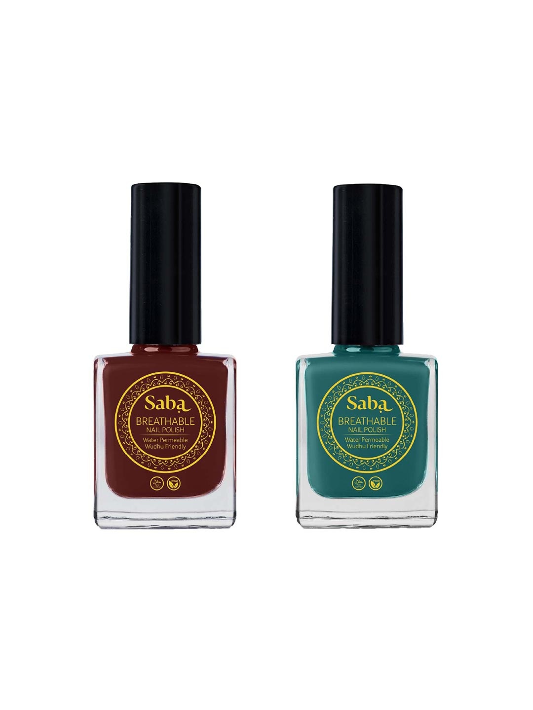 

Saba Set Of 2 Water Permeable Breathable Nail Polish 12 ml Each - Mahogany & Emerald Green, Brown