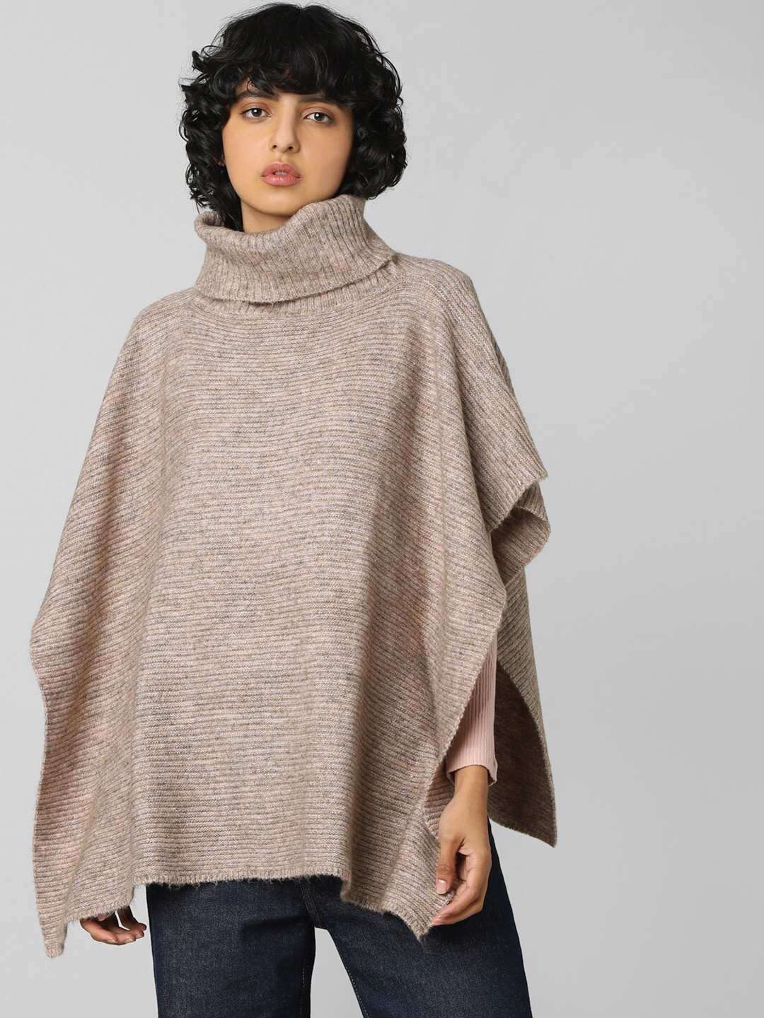 

ONLY Women Brown Solid Poncho