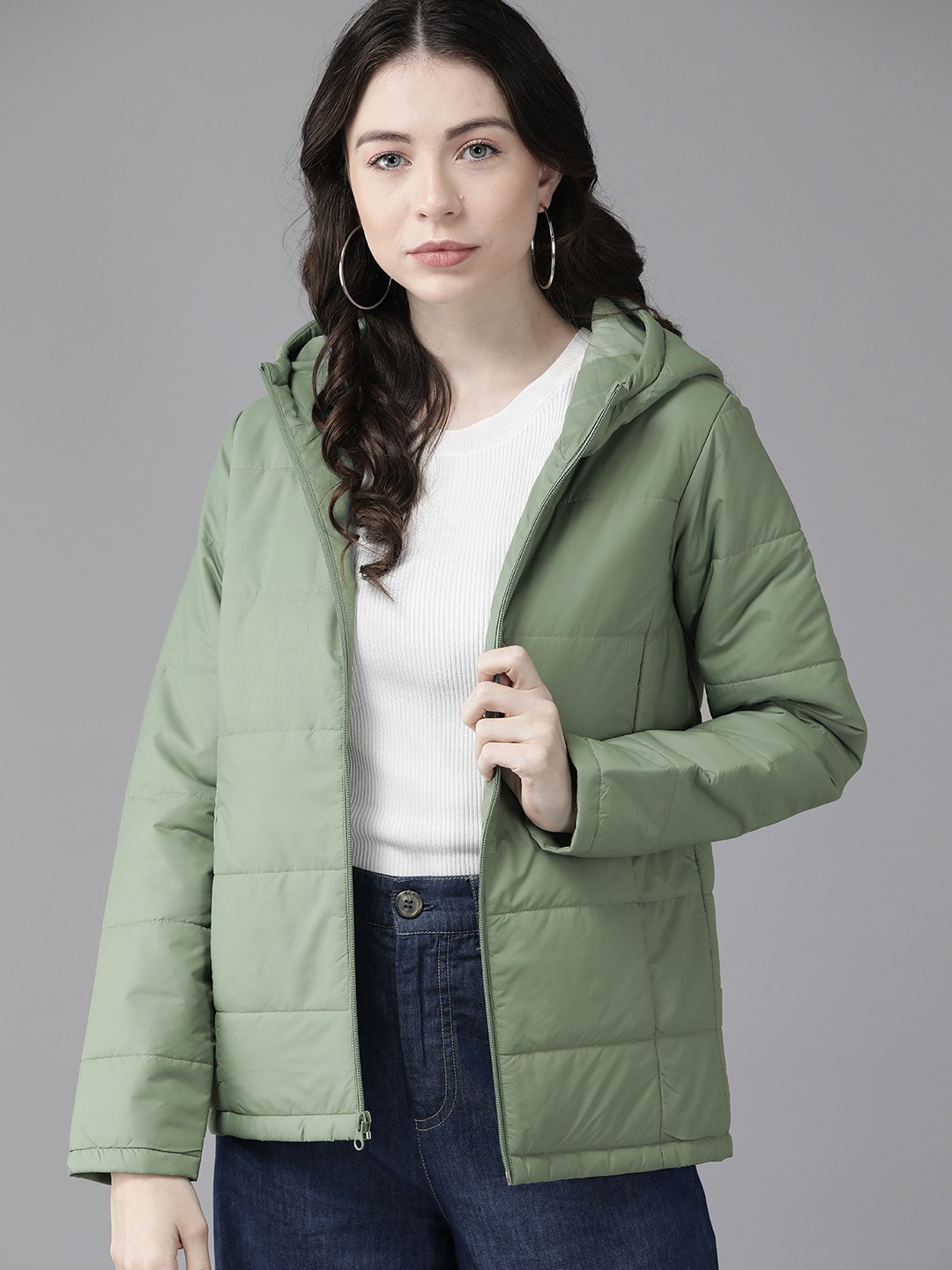 

Van Heusen Women Padded Hooded Jacket, Green