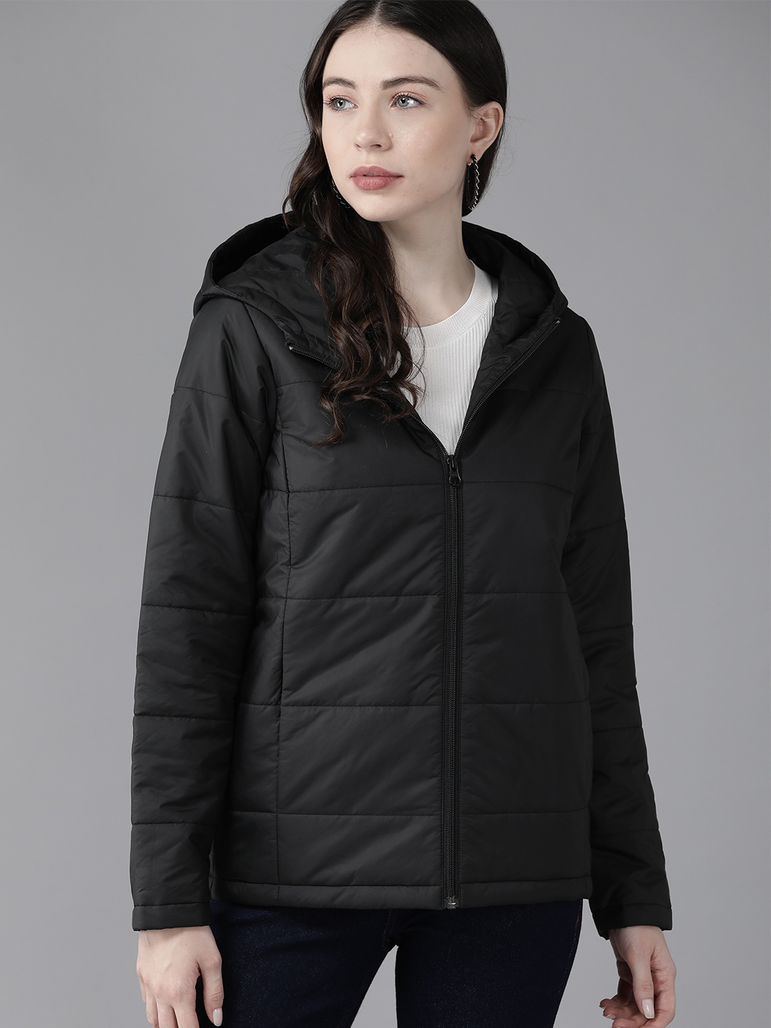 

Van Heusen Women Padded Hooded Jacket, Black