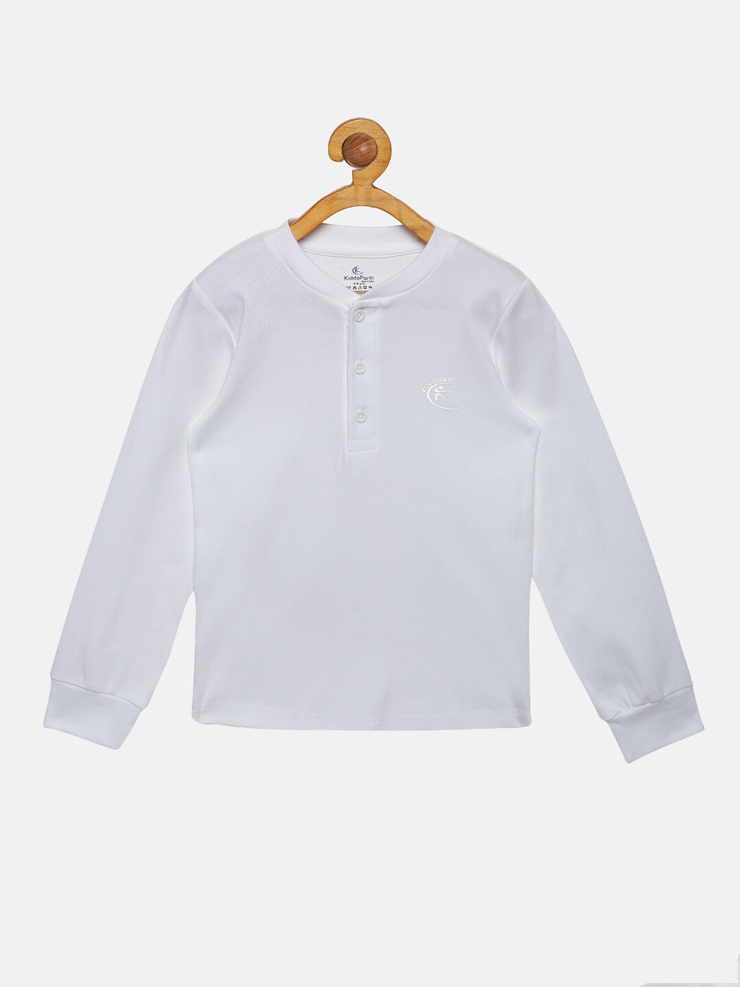 

KiddoPanti Kids White Henley Neck T-shirt