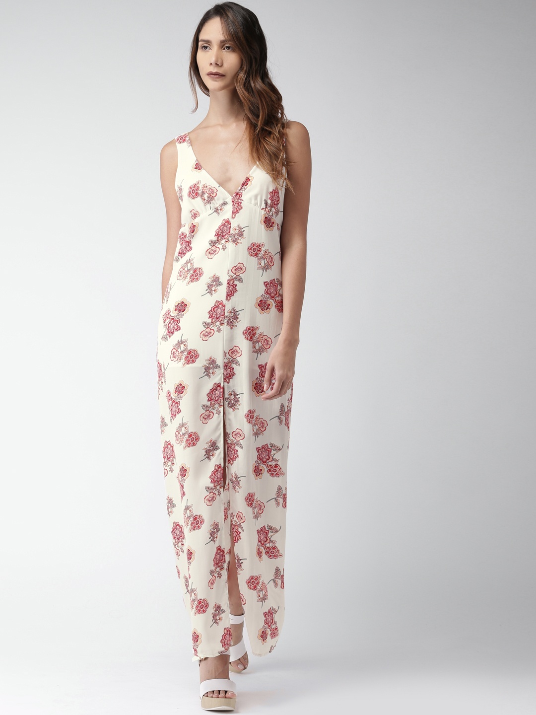 

FOREVER 21 Off-White Floral Print Maxi Dress