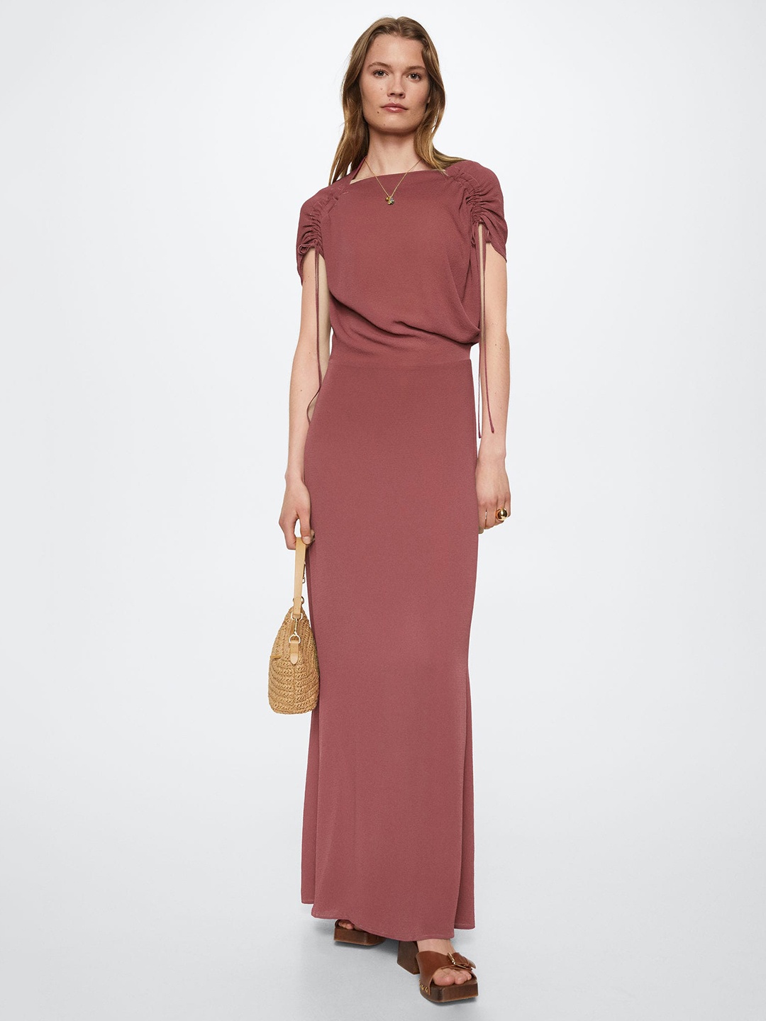 

MANGO Mauve A-Line Maxi Dress