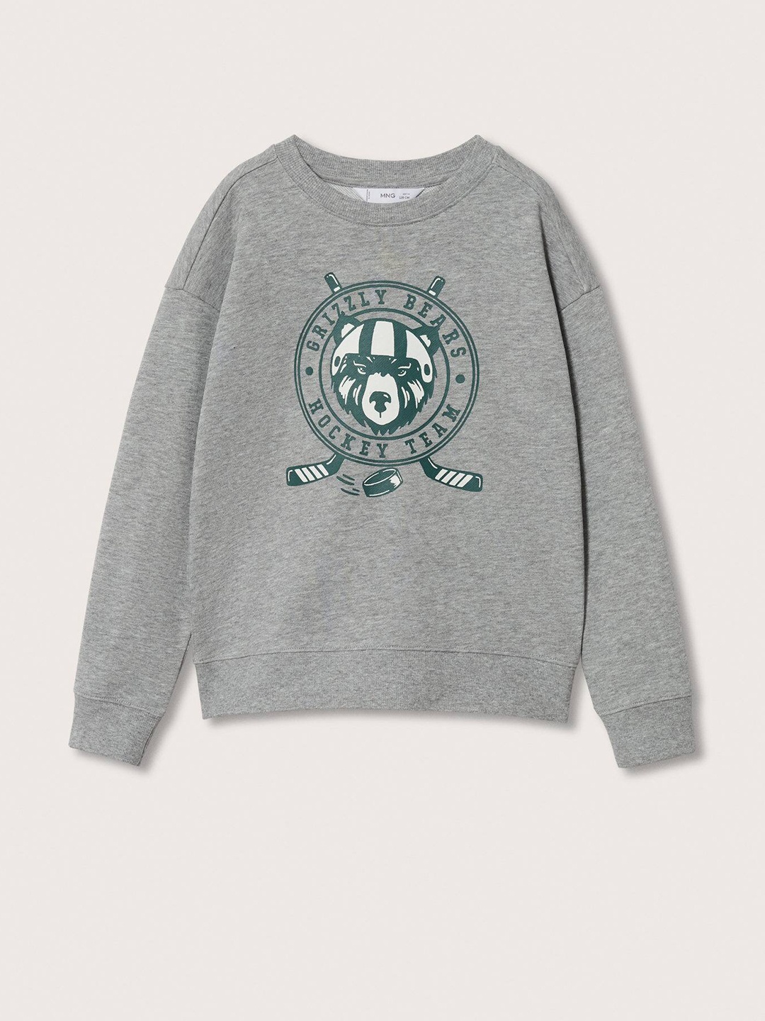 

Mango Kids Boys Grey Melange Graphic Printed Sustainable Sweatshirt