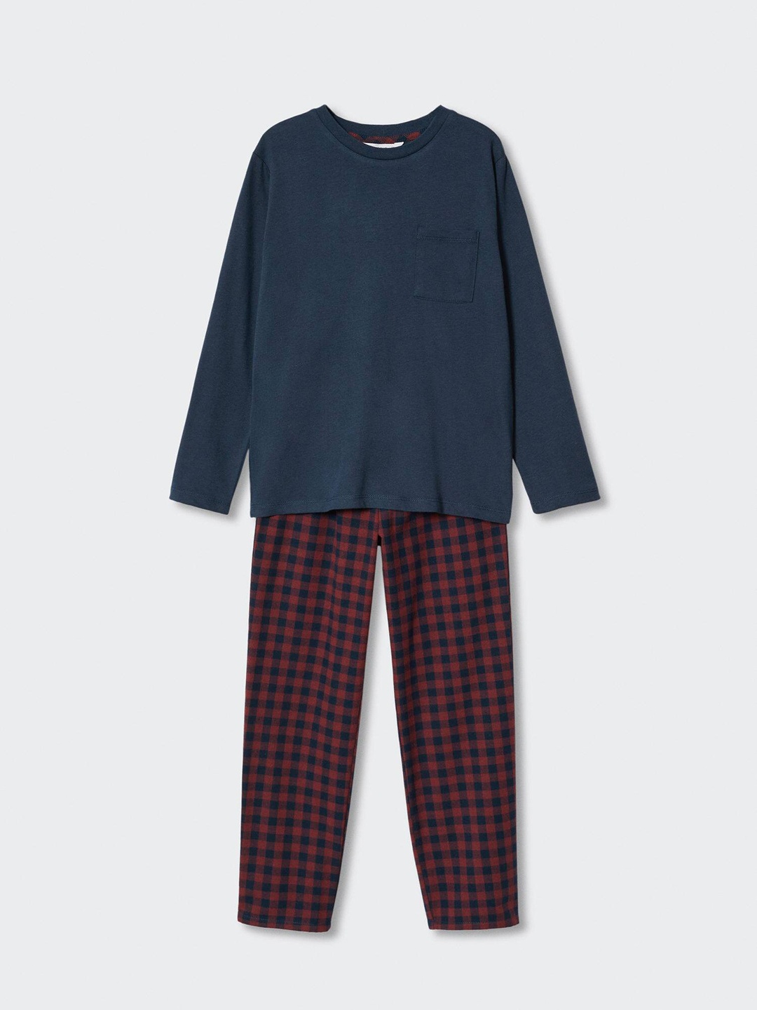 

Mango Kids Boys Solid Pure Cotton Pyjamas Set, Navy blue