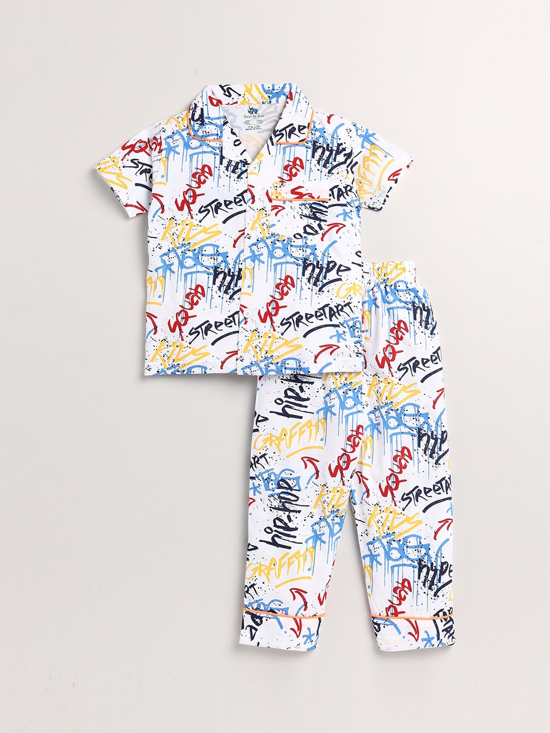 

Dear to Dad Boys Printed Night suit, White