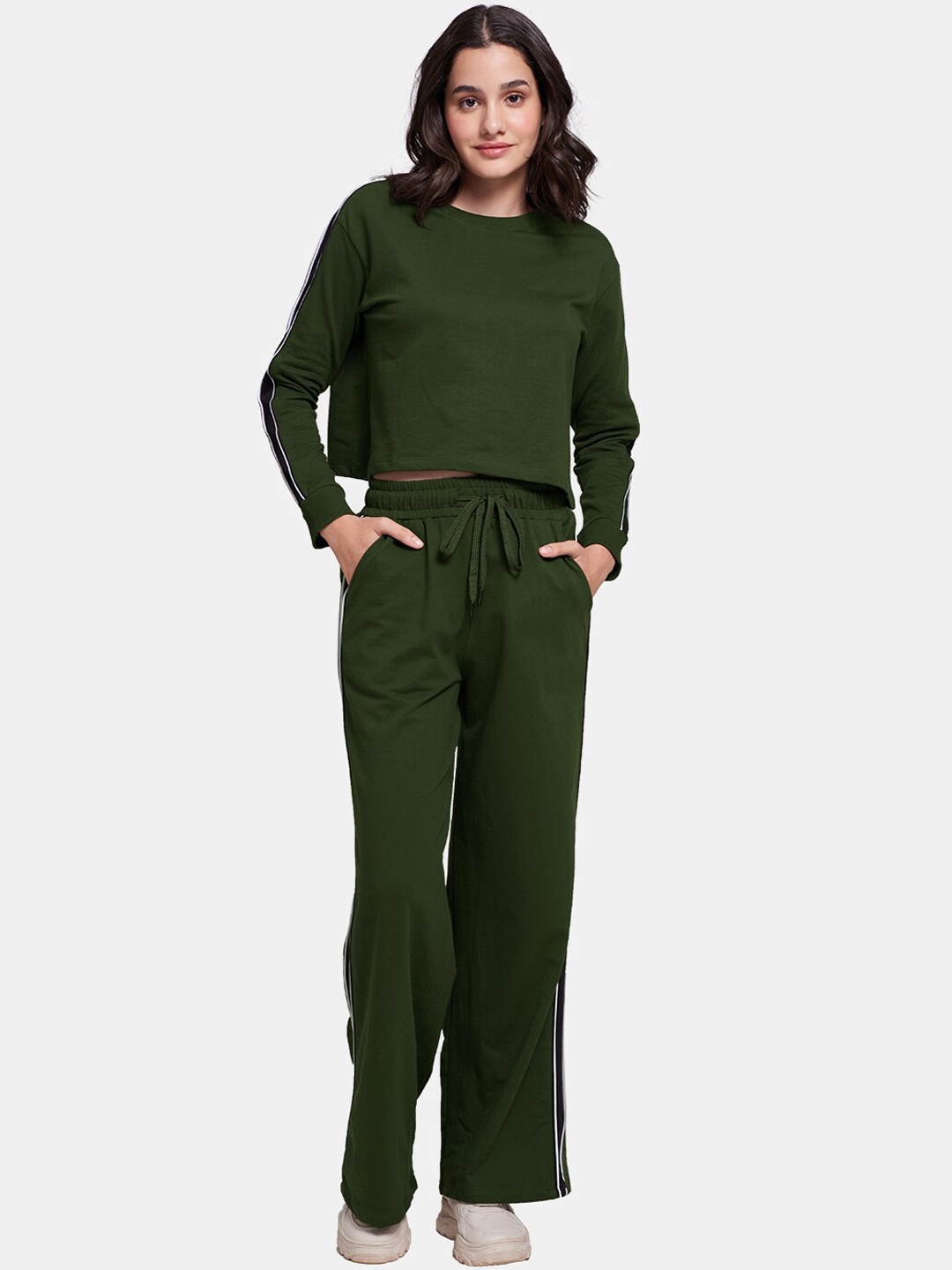 

The Souled Store Women Olive-Green Solid Co-Ords