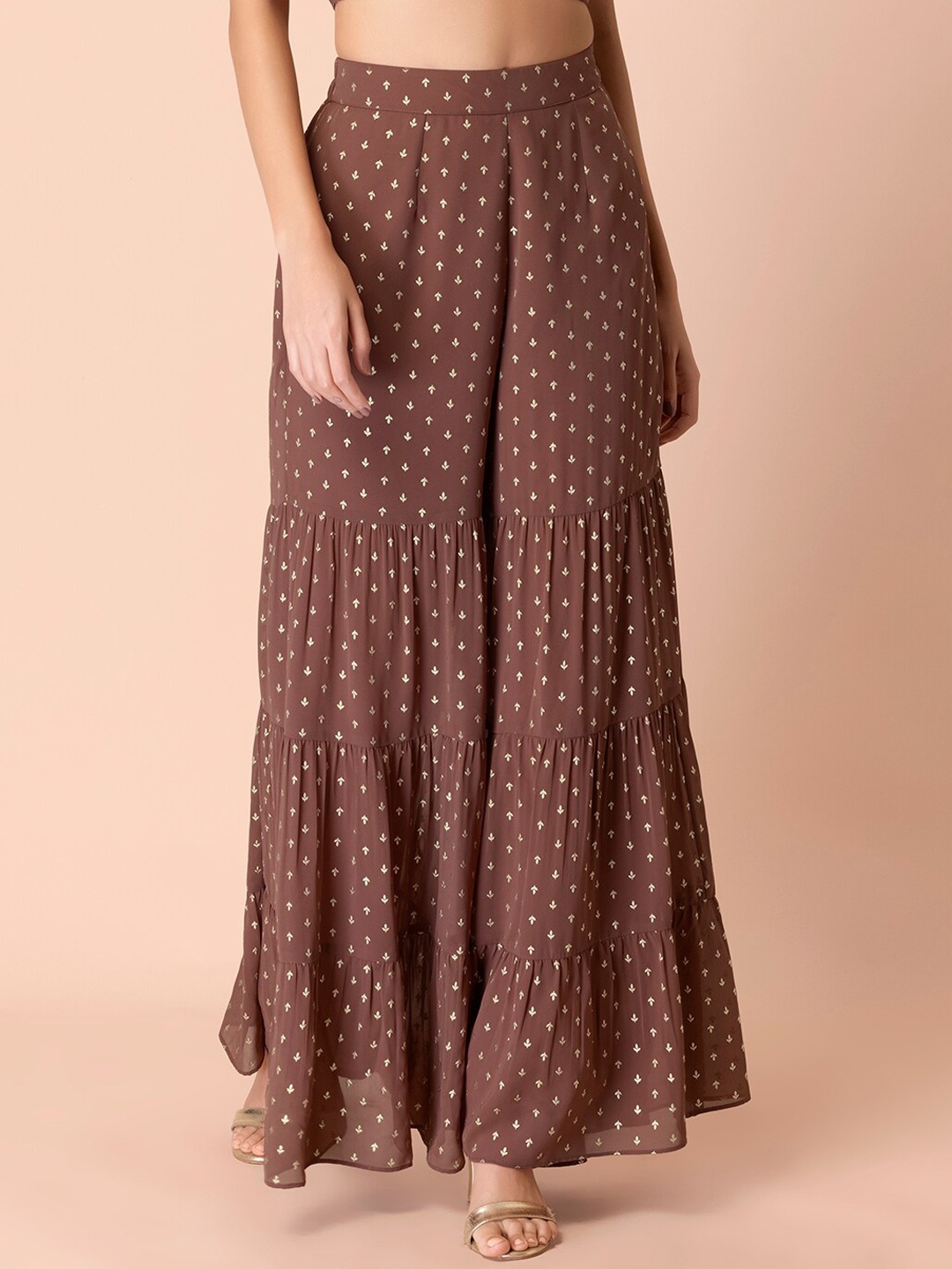 

Rang by Indya Women Pink 2 Ethnic Motifs Printed Sharara