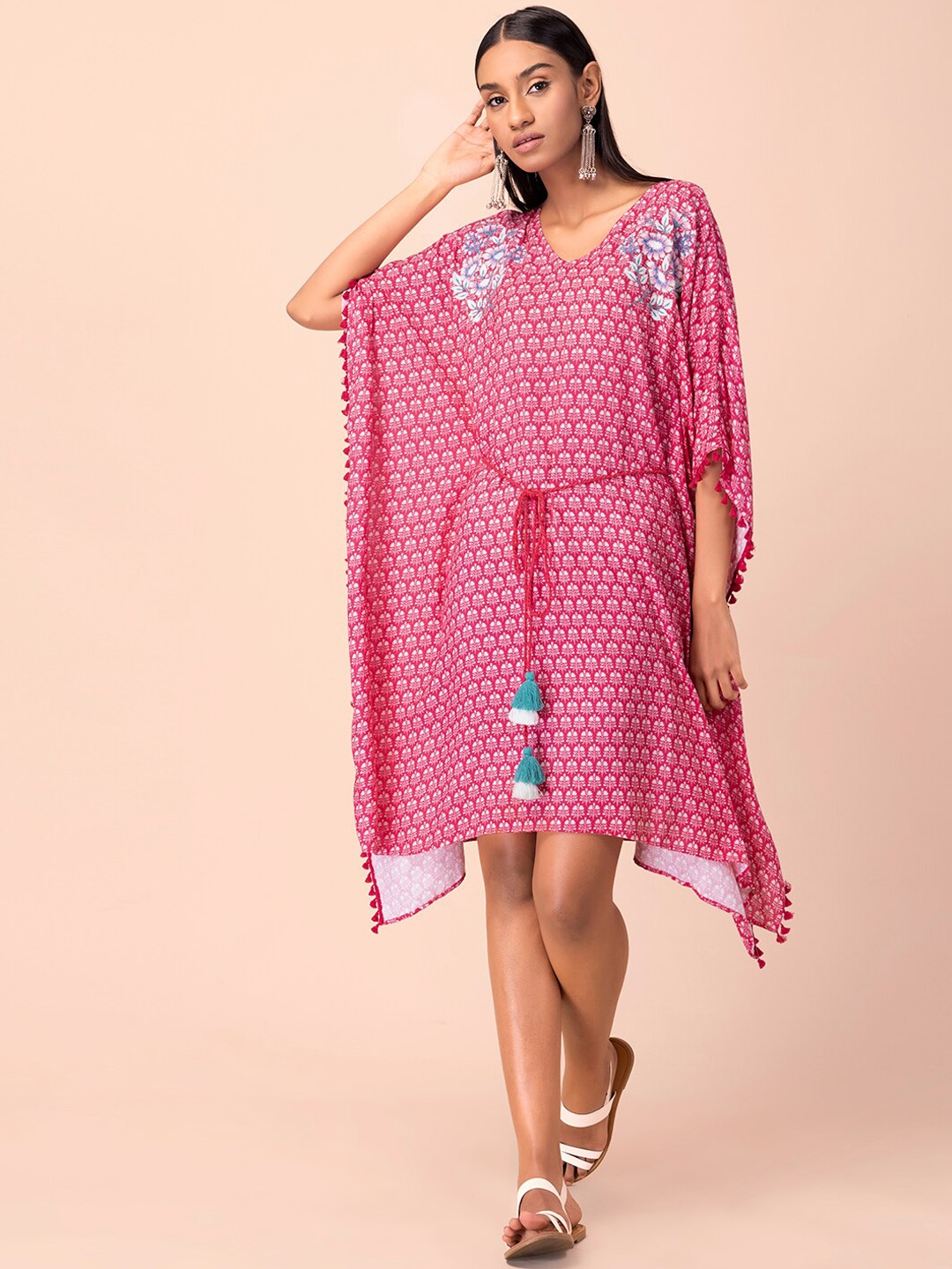 

Rang by Indya Pink Floral Kaftan Dress