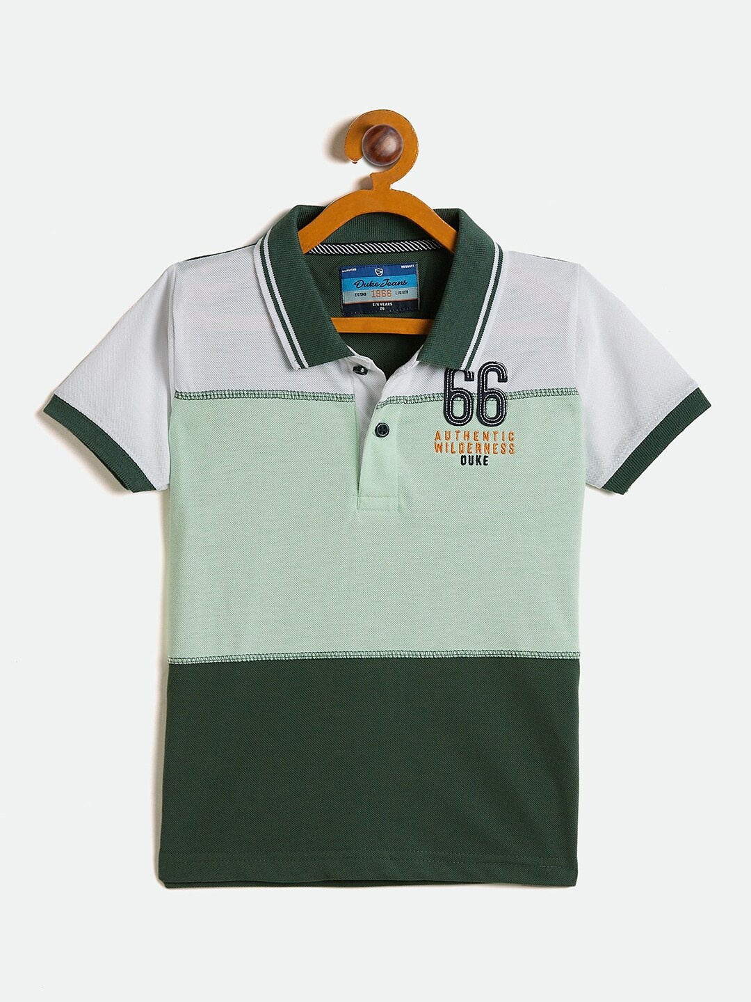 

Duke Boys Green Colourblocked Polo Collar Slim Fit T-shirt