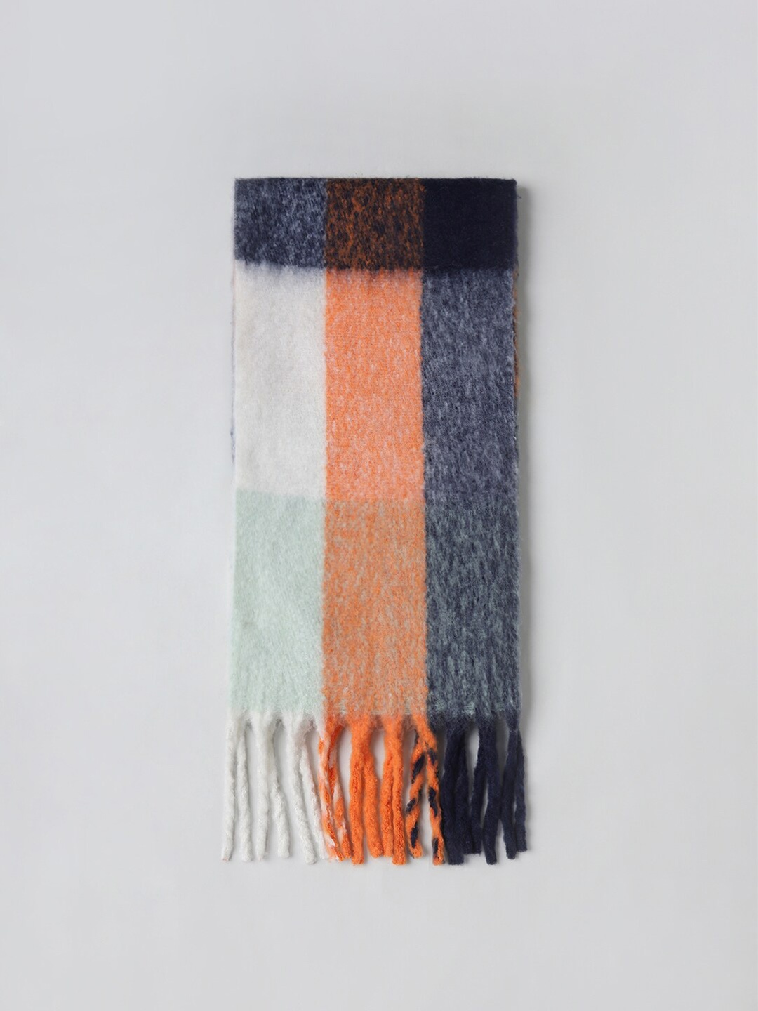 

ONLY Women Orange & Blue Checked Scarf