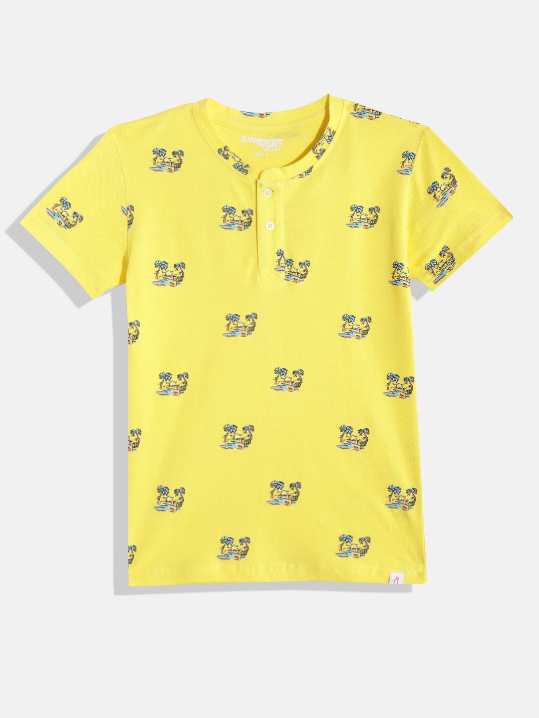 

Gini and Jony Boys Graphic Printed Pure Cotton T-shirt, Yellow