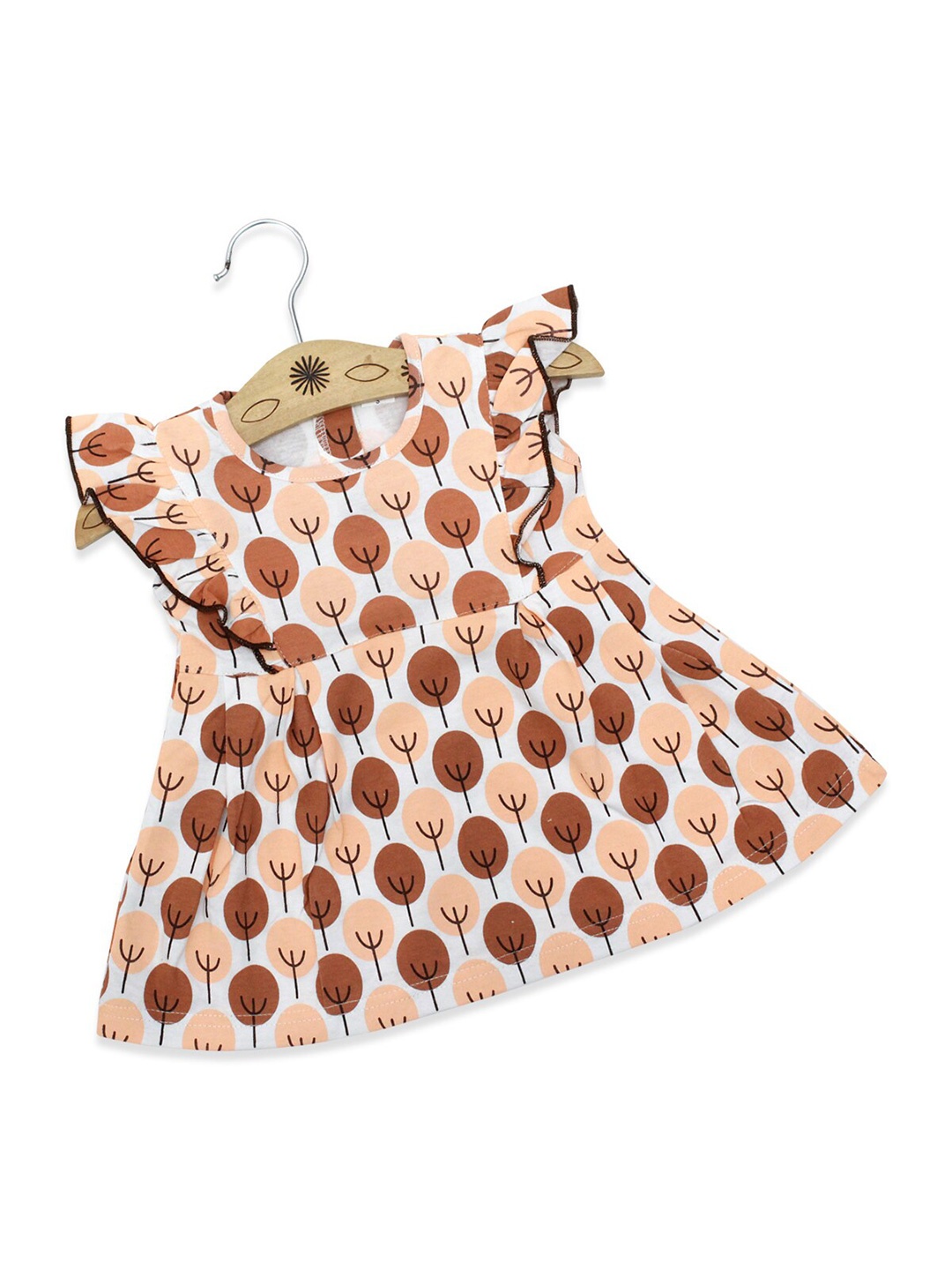 

Born Babies Girls Brown Printed A-Line Dress