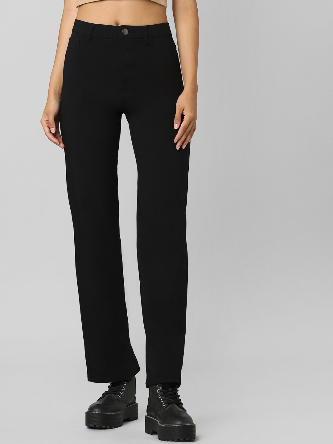 

ONLY Women Black High-Rise Trousers