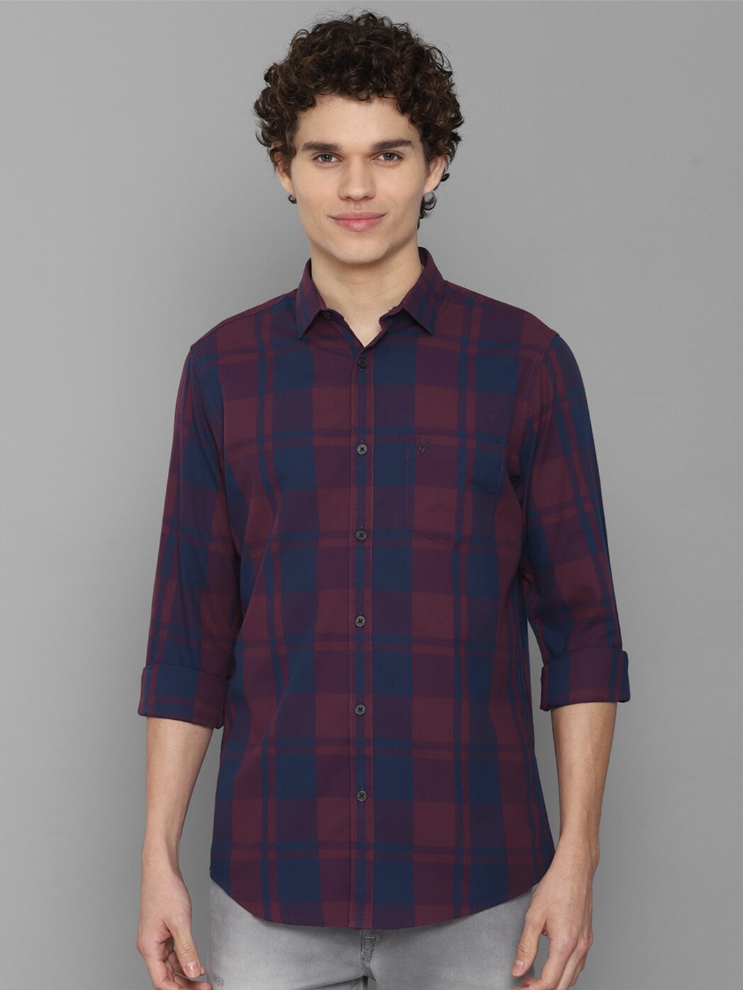 

Allen Solly Men Blue Slim Fit Tartan Checks Checked Casual Shirt