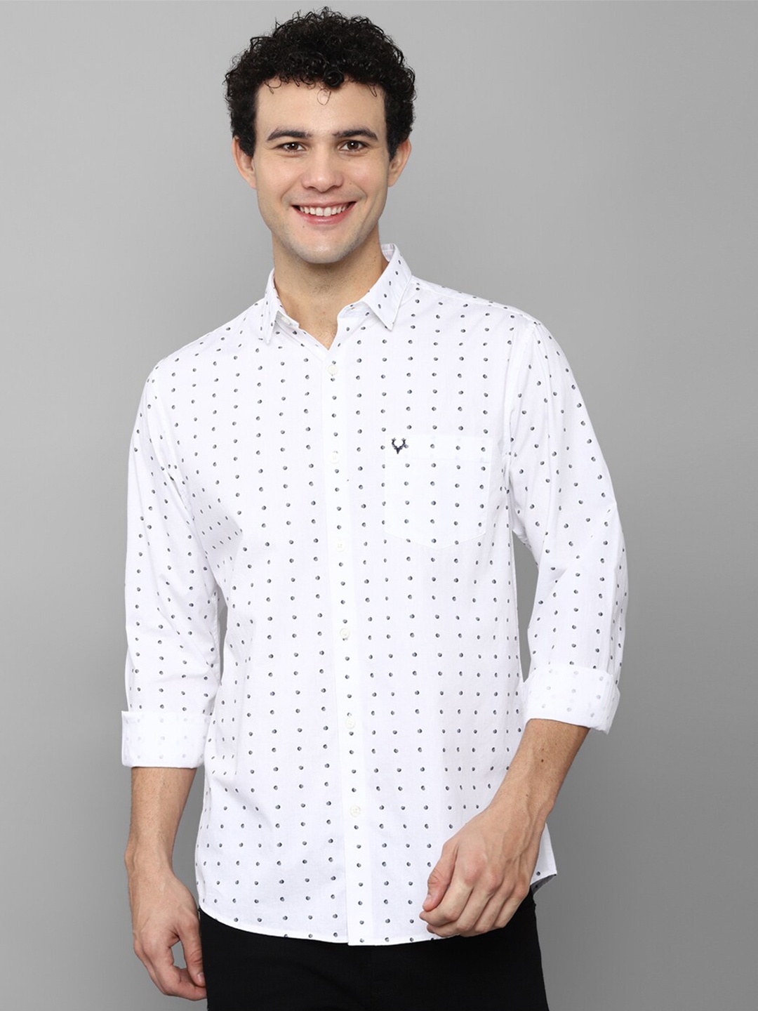 

Allen Solly Men White Slim Fit Printed Pure Cotton Casual Shirt